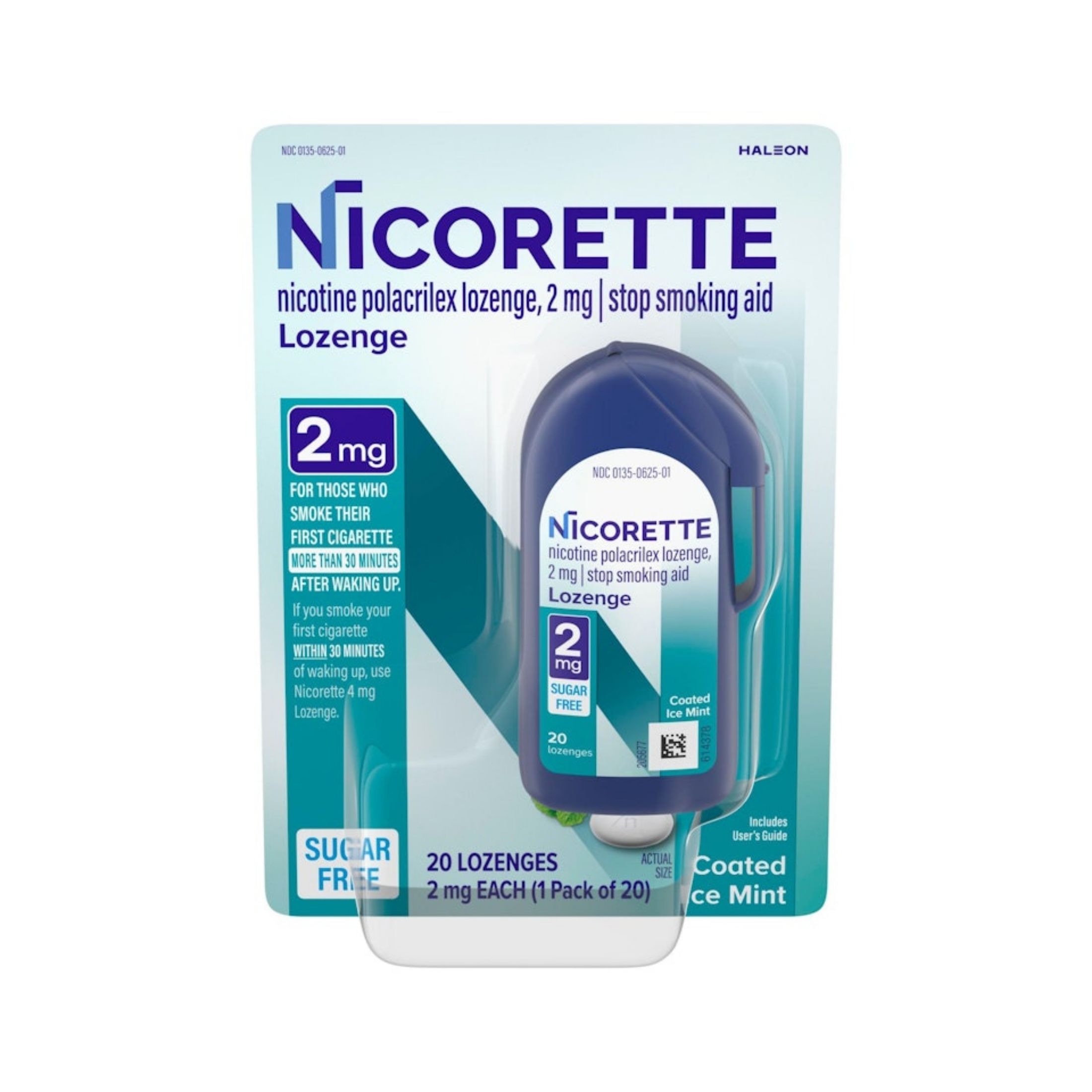 Nicorette Stop Smoking Aid, 2 Mg, Coated Ice Mint, Lozenges