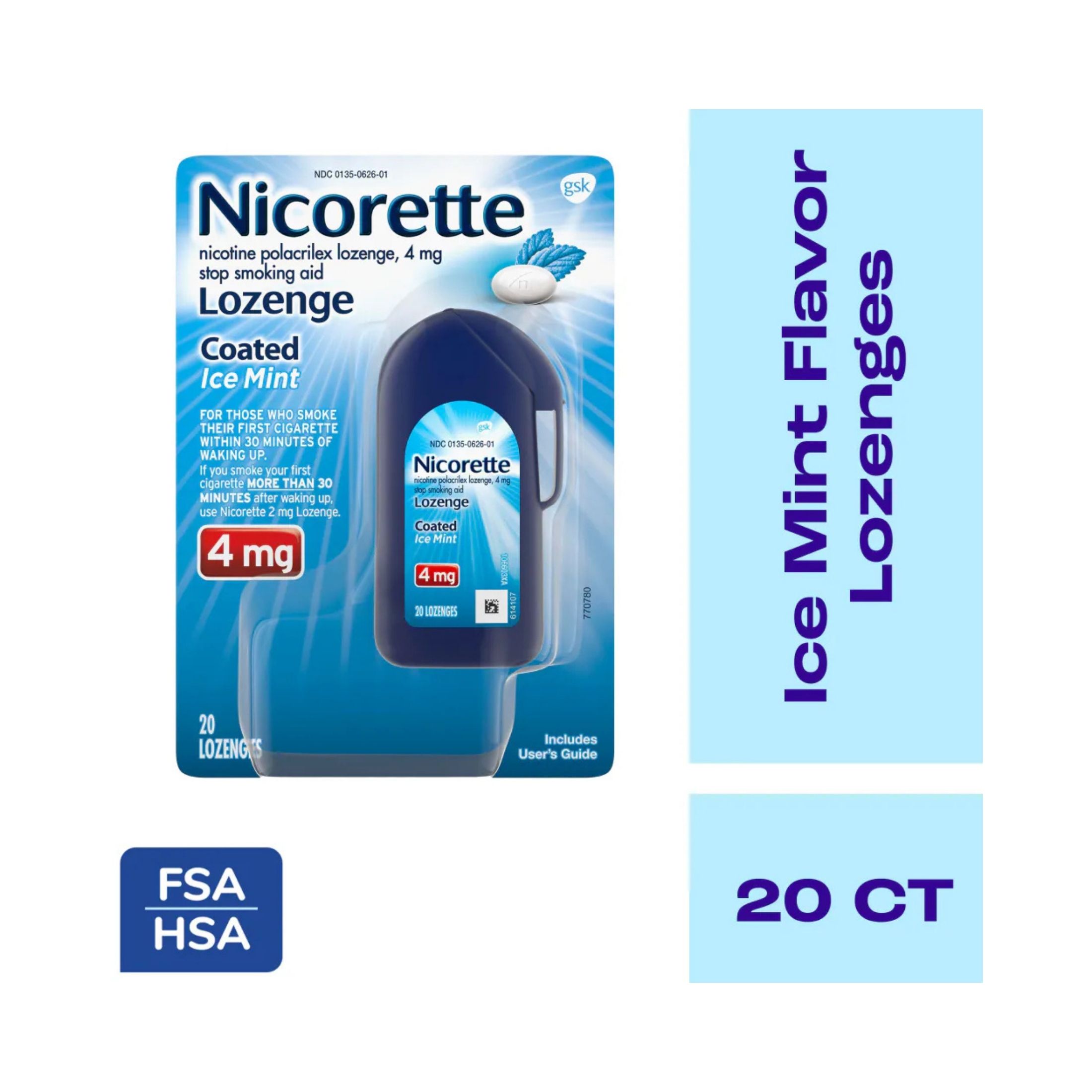 Nicorette Lozenge Coated Ice Mint Stop Smoking Aid, 4 Mg