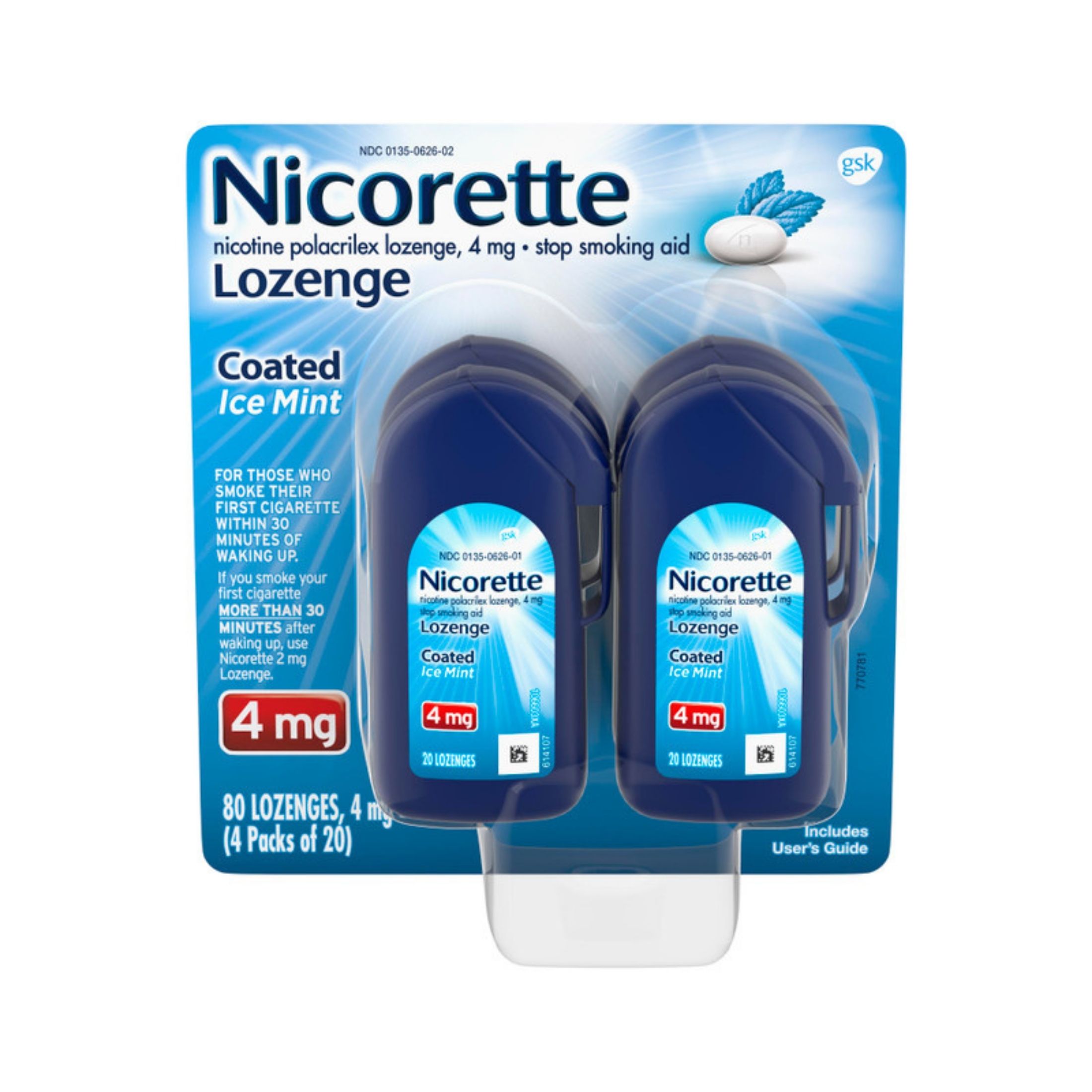 Nicorette Stop Smoking Aid, 4 Mg, Coated Ice Mint, Lozenges