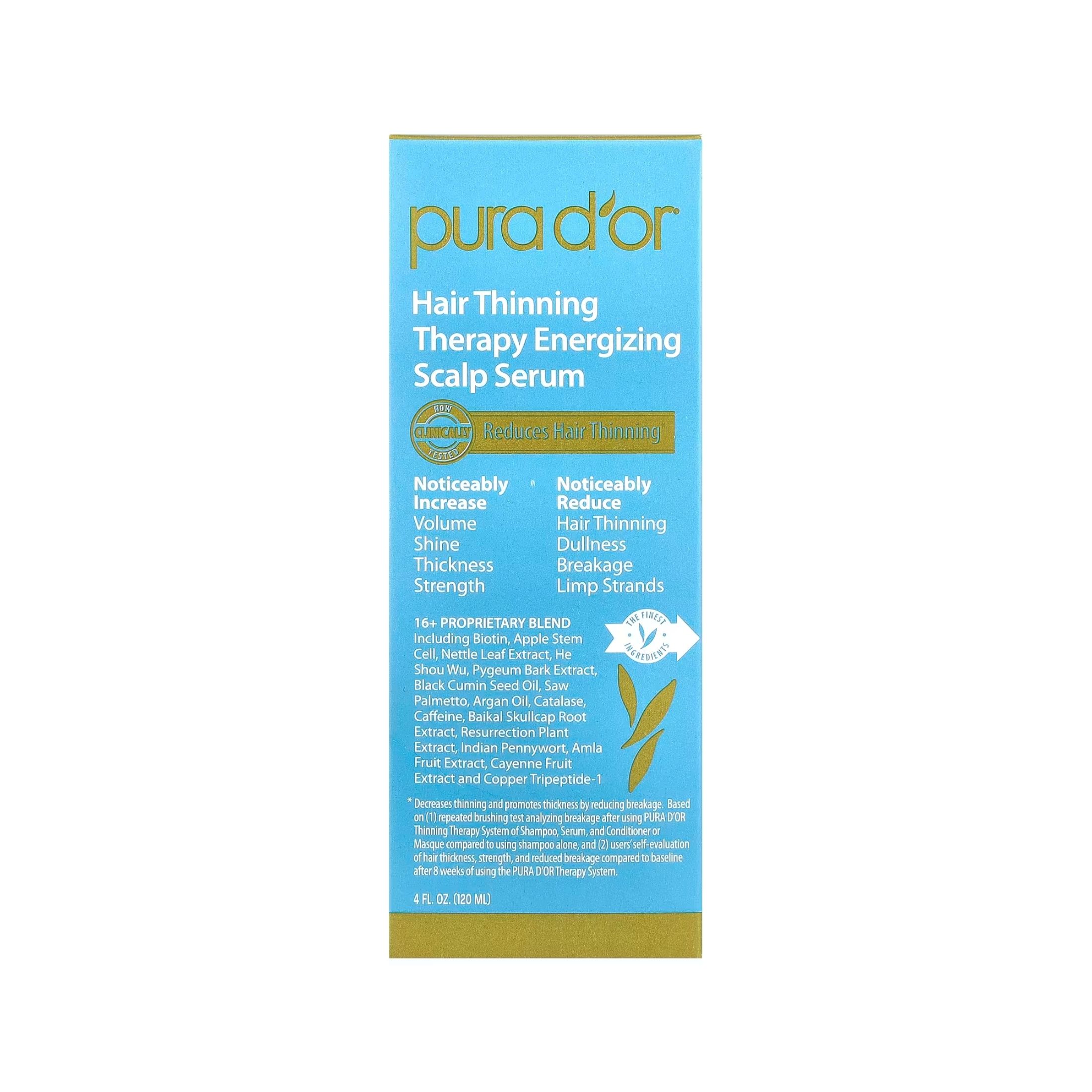 Pura D Or Hair Thinning Therapy Scalp Serum, 4 Oz