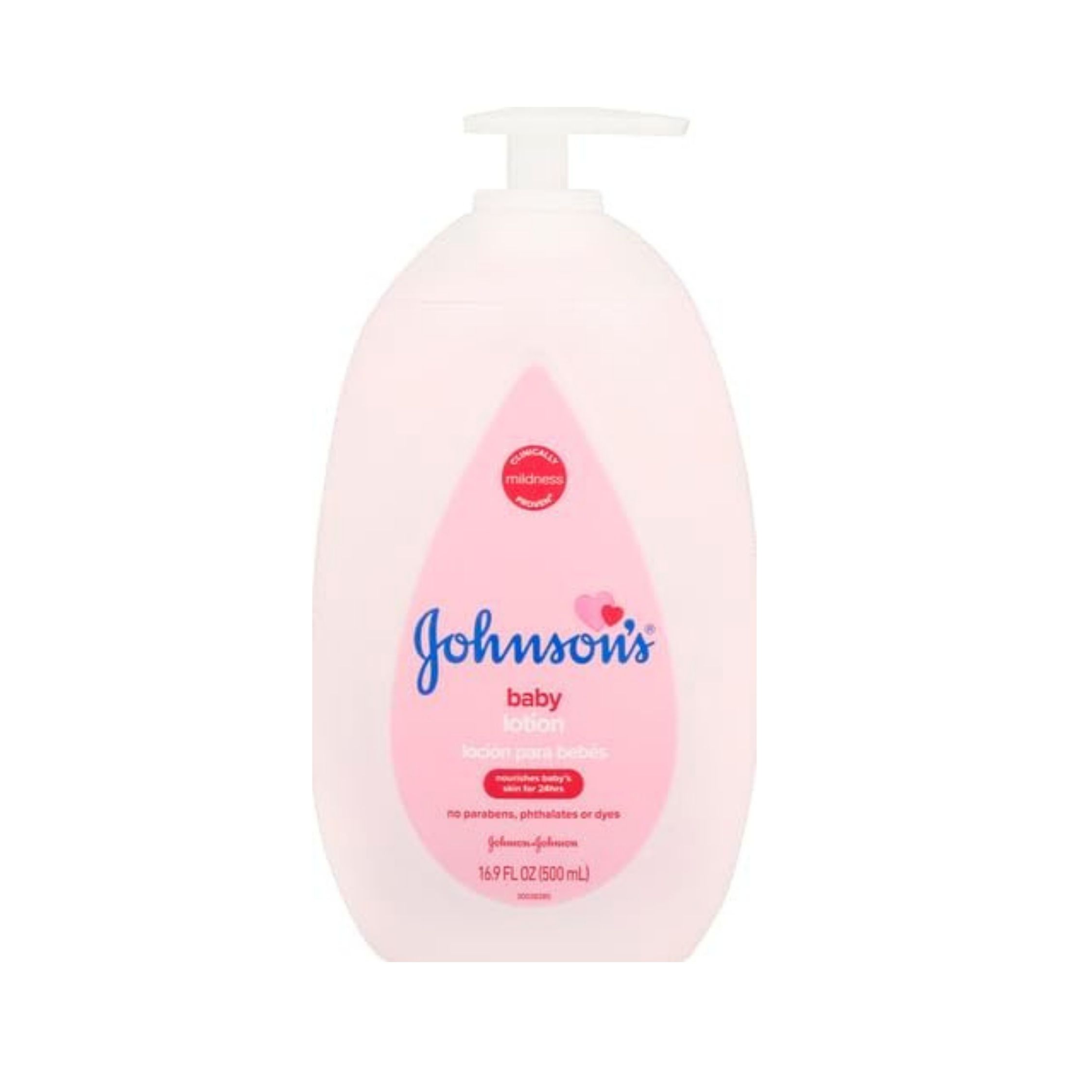 Johnson's Baby Moisturizing Pink Lotion With Coconut Oil, Gentle, Nourishing Body Lotion, Hypoallergenic, Paraben-Free, Dye-Free, Phthalate-Free, 16.9 Fl. Oz