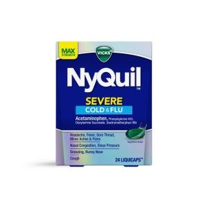 Vicks Cold & Flu, Severe, Max Strength, Nighttime Relief, Liqui Caps