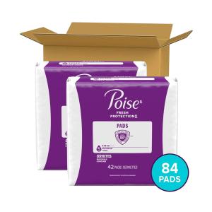 Poise Incontinence Pads, Maximum Absorbency, Regular Length, 84ct