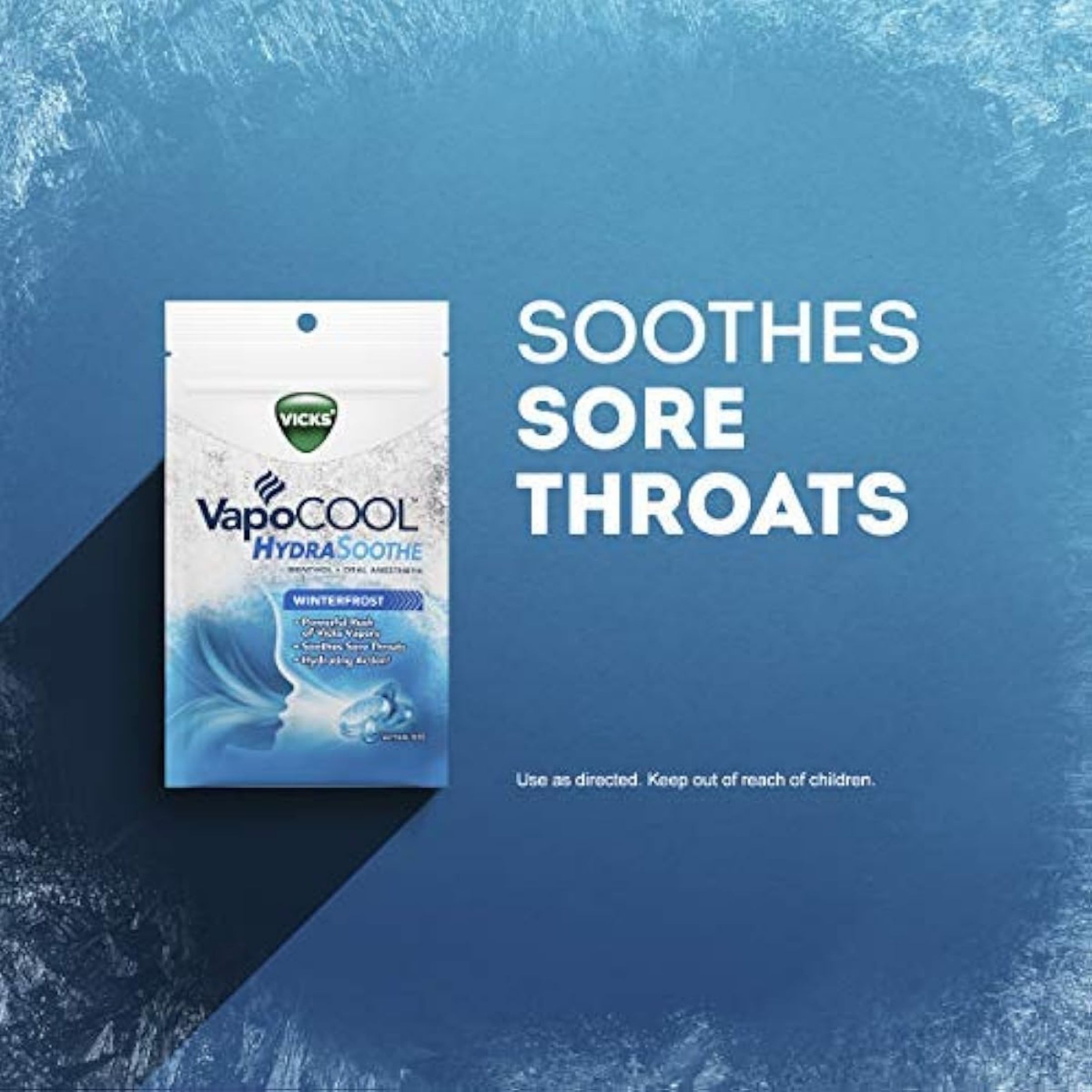 Vicks Vapo Cool Oral Anesthetic, Hydra Soothe, Menthol, Winterfrost, Medicated Drops