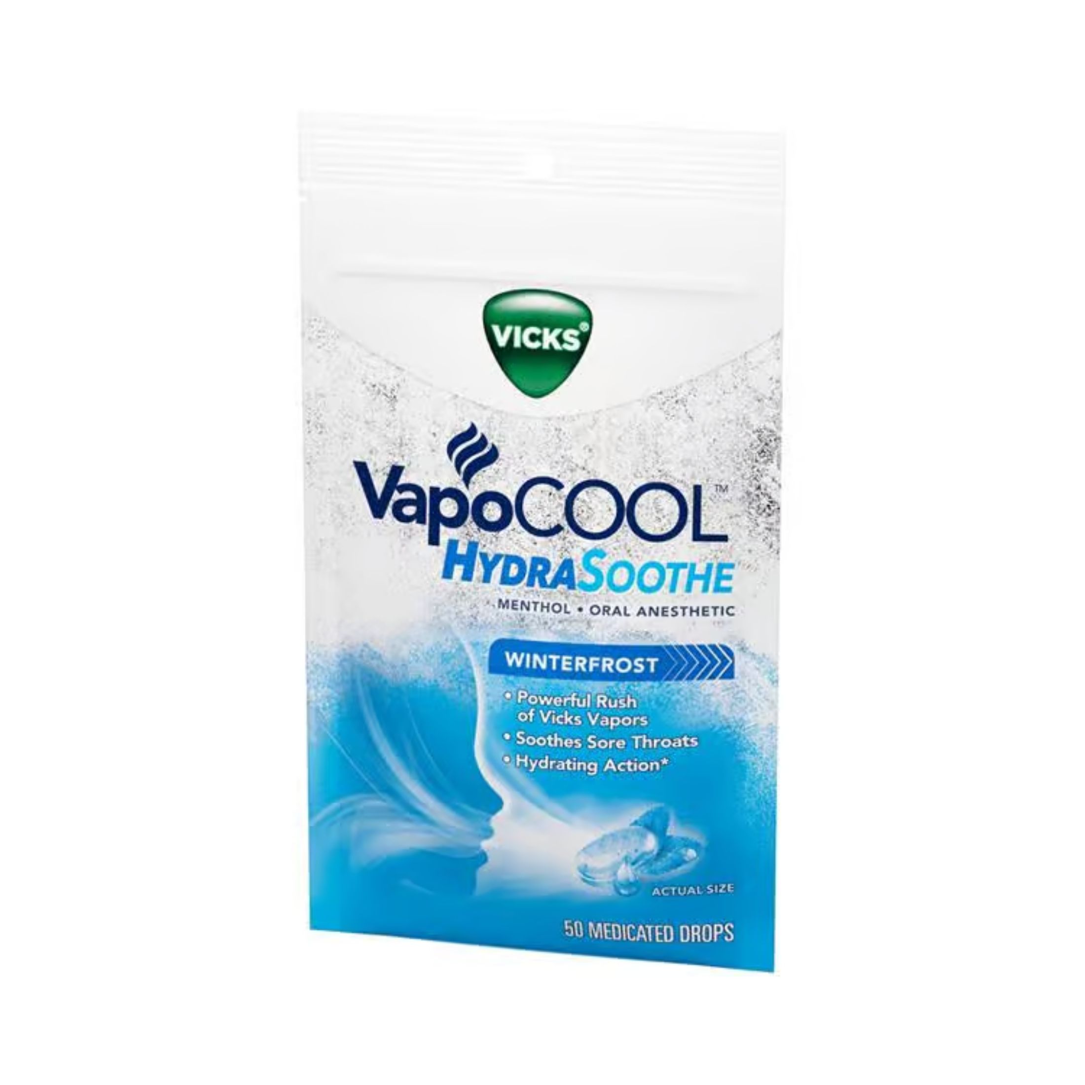 Vicks Vapo Cool Oral Anesthetic, Hydra Soothe, Menthol, Winterfrost, Medicated Drops