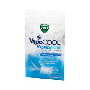 Vicks Vapo Cool Oral Anesthetic, Hydra Soothe, Menthol, Winterfrost, Medicated Drops