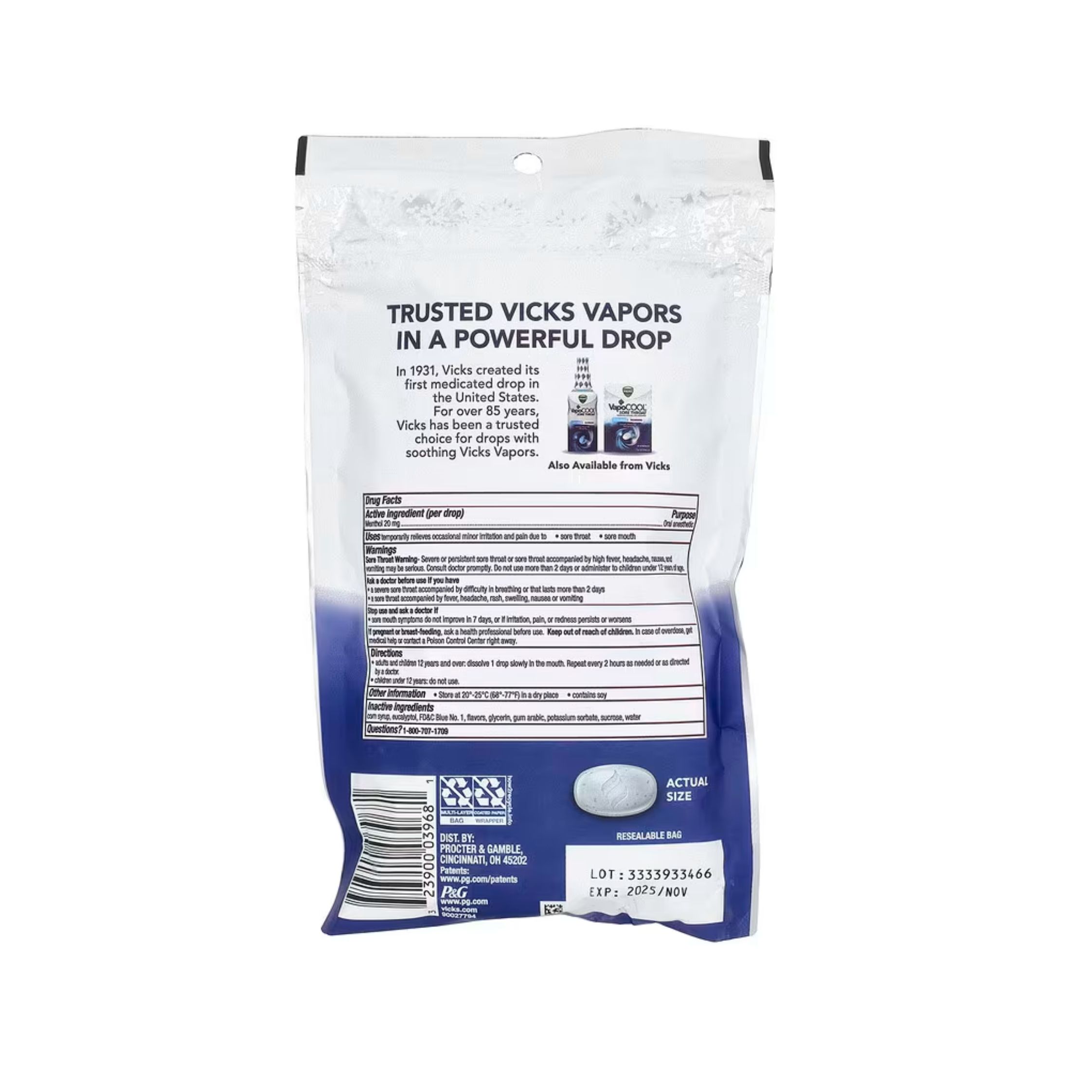 Vicks Vapocool Medicated Drops, Winterfrost, Severe, Max Strength