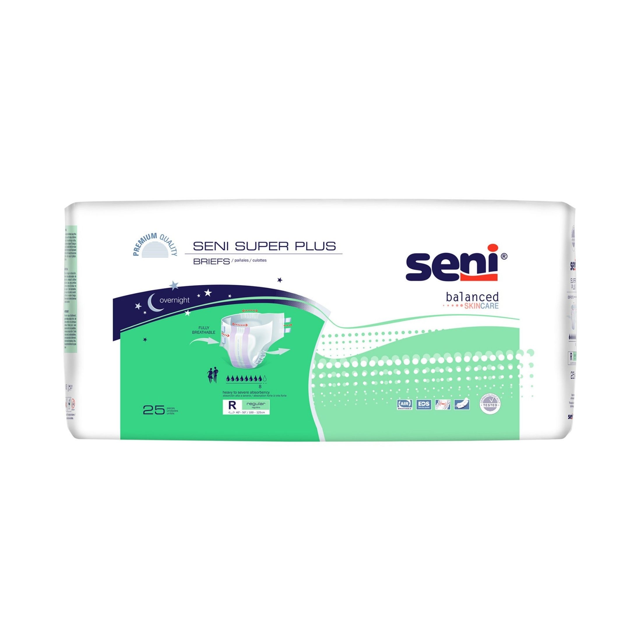 Seni Super Plus Adult Incontinence Brief Regular Heavy Absorbency Breathable / Overnight, S-RE25-BP1, Severe