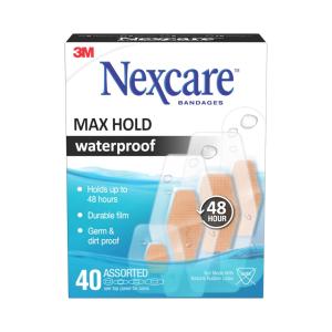Nexcare Bandages Max Hold Waterproof Bandages, Assorted