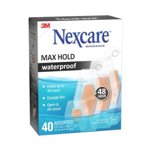 Nexcare Bandages Max Hold Waterproof Bandages, Assorted