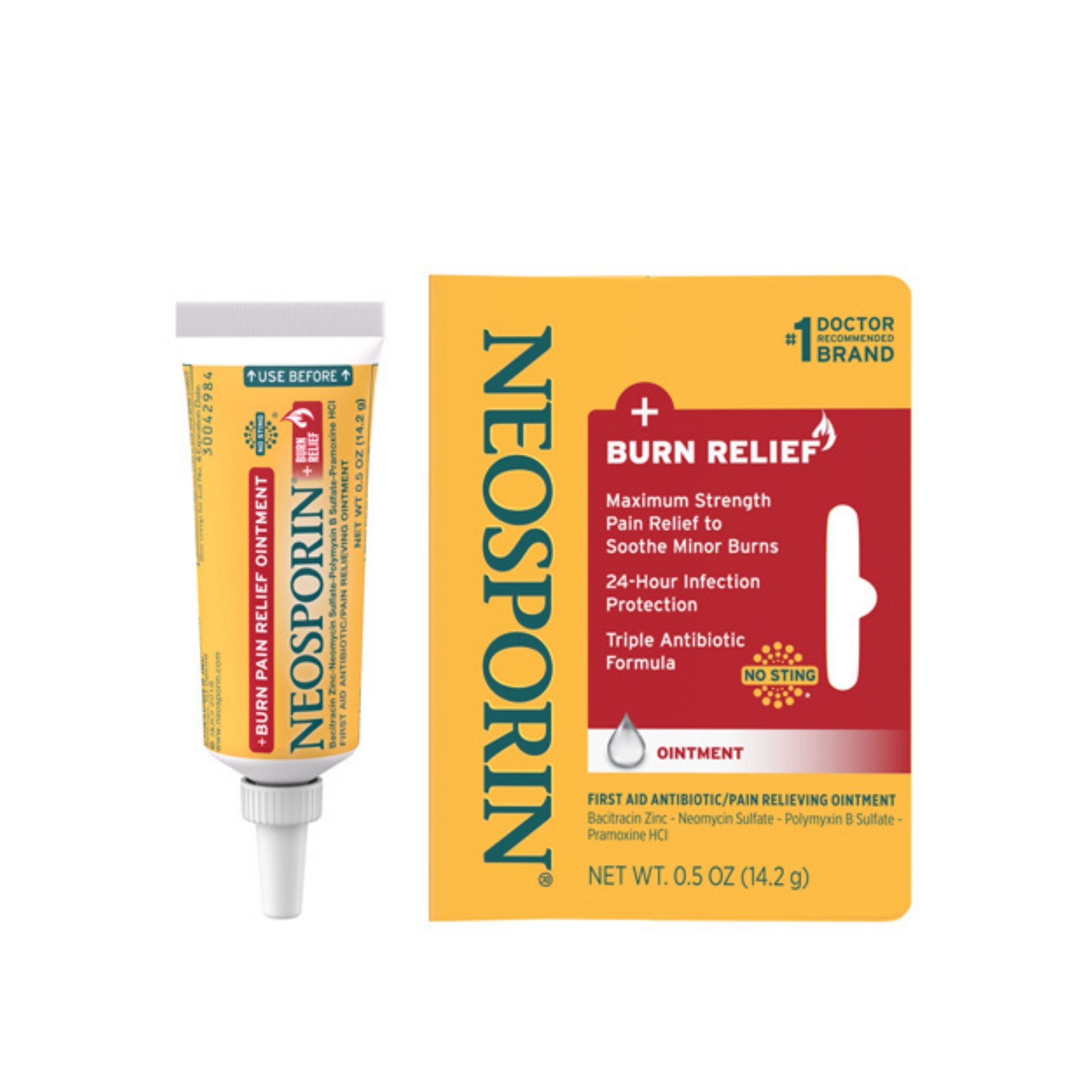 Neosporin Burn Relief & First-aid Antibiotic Ointment With Bacitracin Zinc & Neomycin, 0.5 Ounce