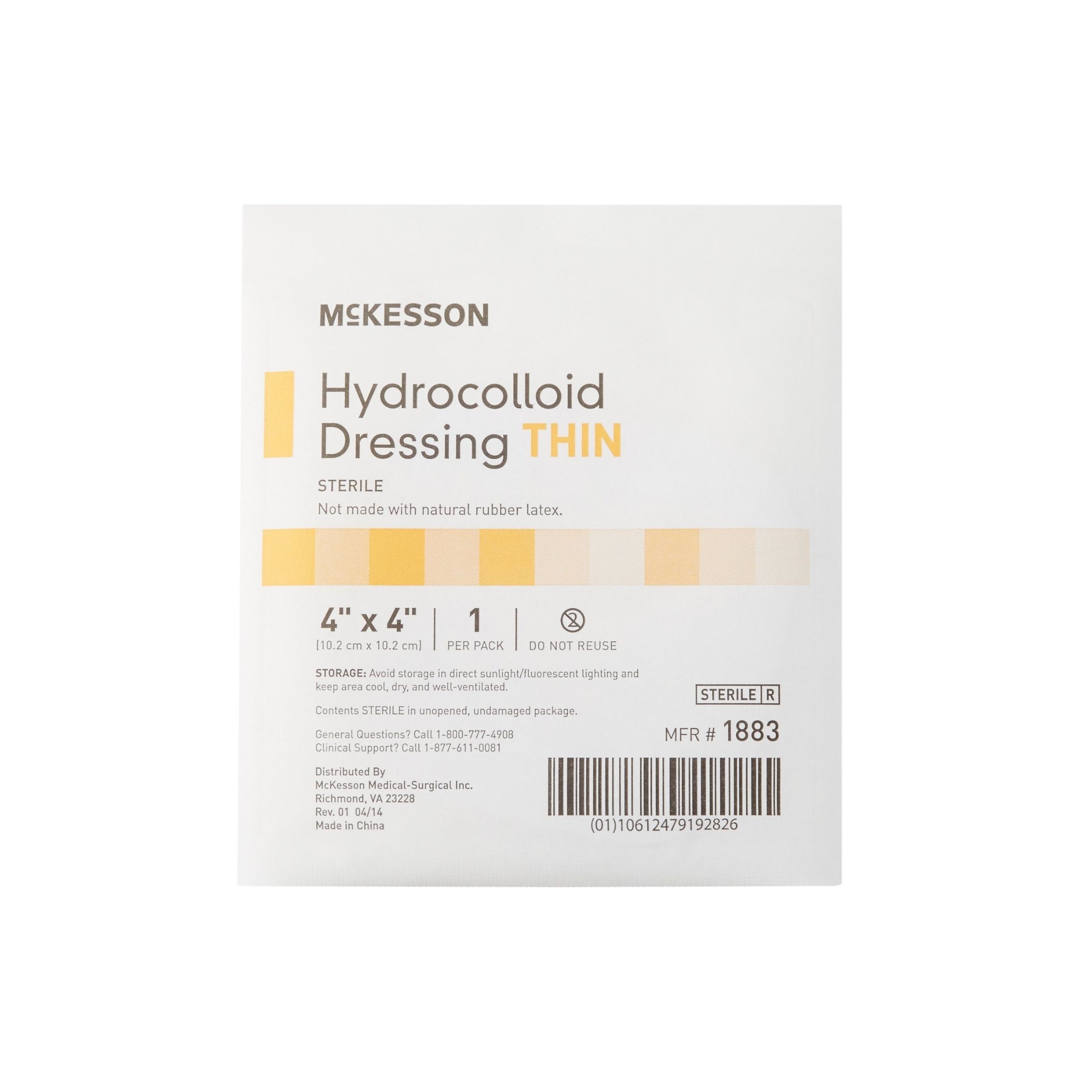 McKesson Hydrocolloid Dressing Thin 4 X4