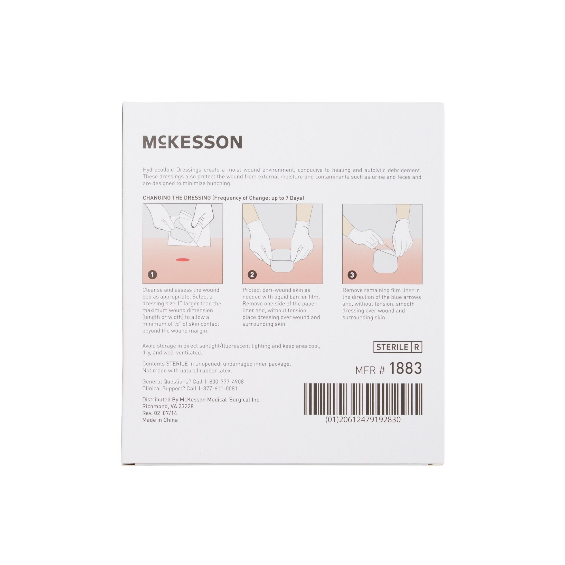 McKesson Hydrocolloid Dressing Thin 4 X4