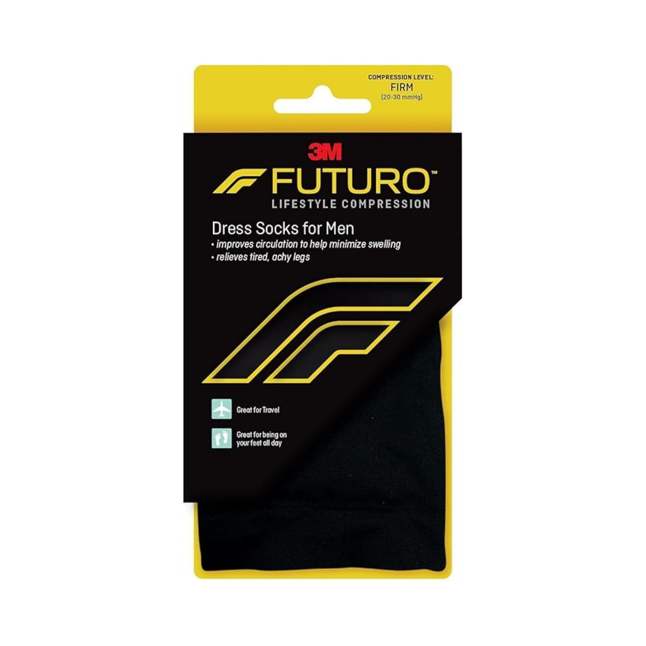 Futuro Restoring Dress Socks For Men Large Black Firm Compression