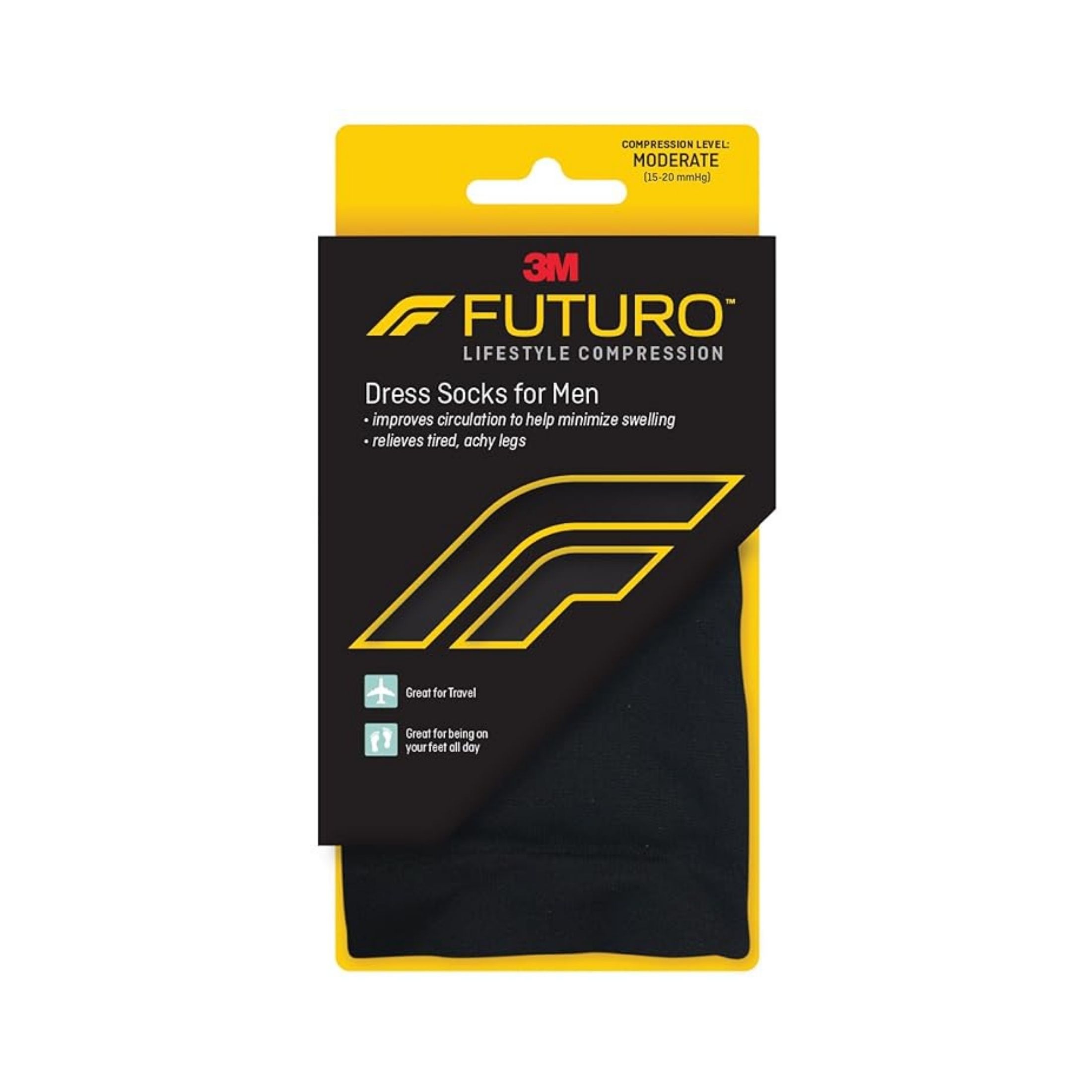 Futuro Revitalizing Dress Socks For Men, Black, Large -Firm