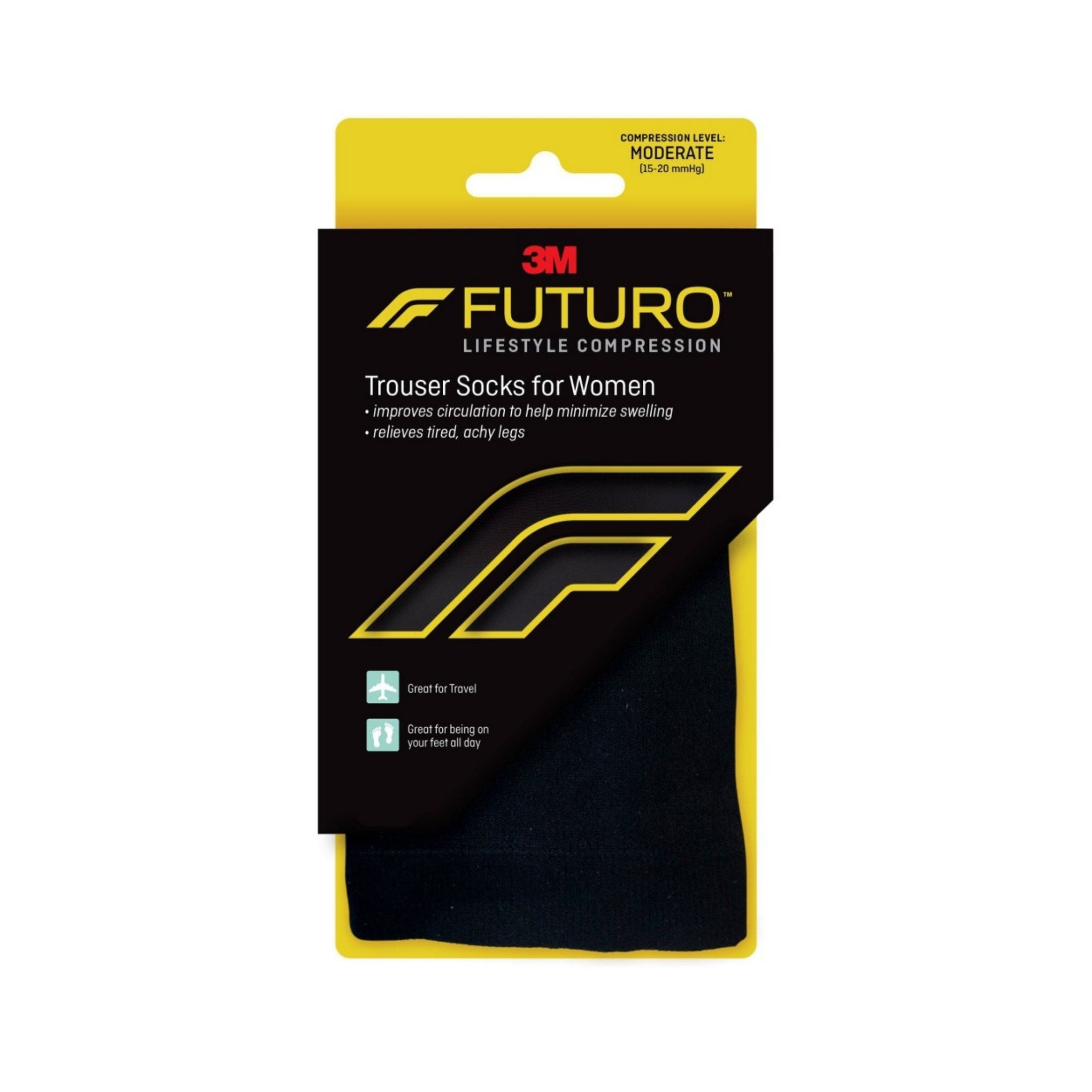 Futuro Trouser Socks For Women Moderate Compression, Medium - Black