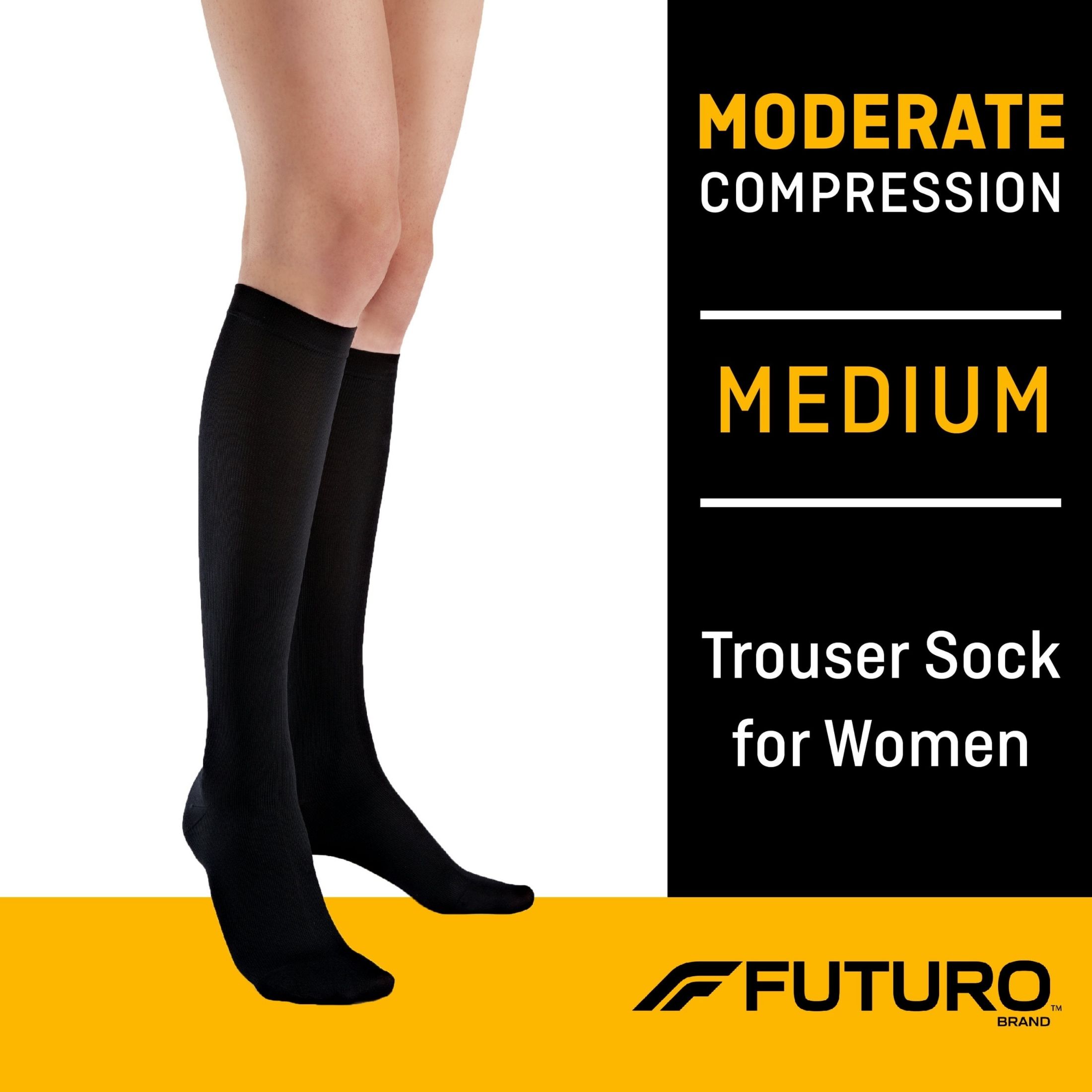 Futuro Trouser Socks For Women Moderate Compression, Medium - Black