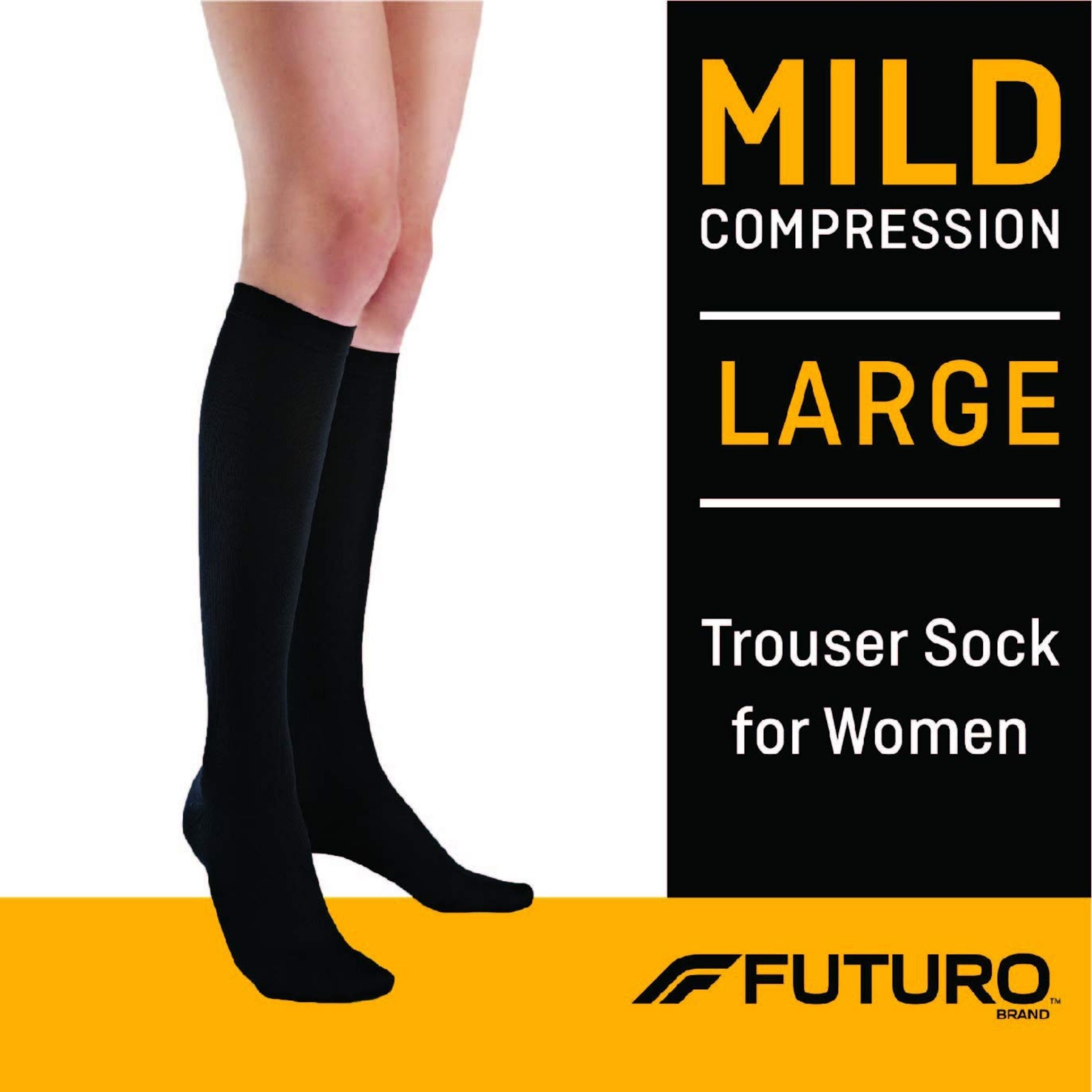 Futuro Moderate Compression Trouser Socks For Women, Black, Large