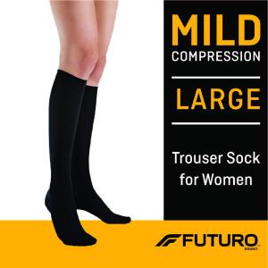 Futuro Moderate Compression Trouser Socks For Women, Black, Large