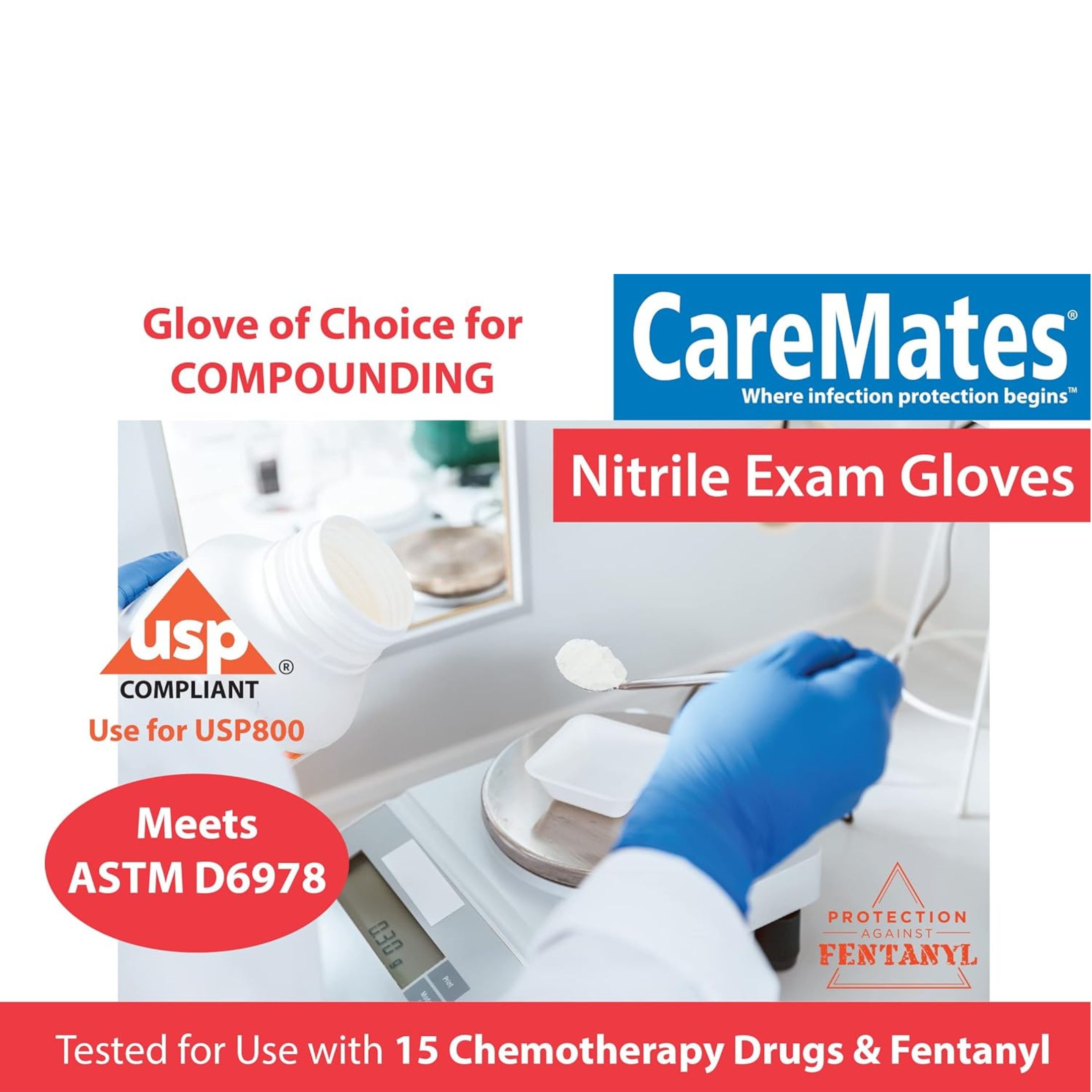 CareMates Powder Free Nitrile Examination Gloves Medium
