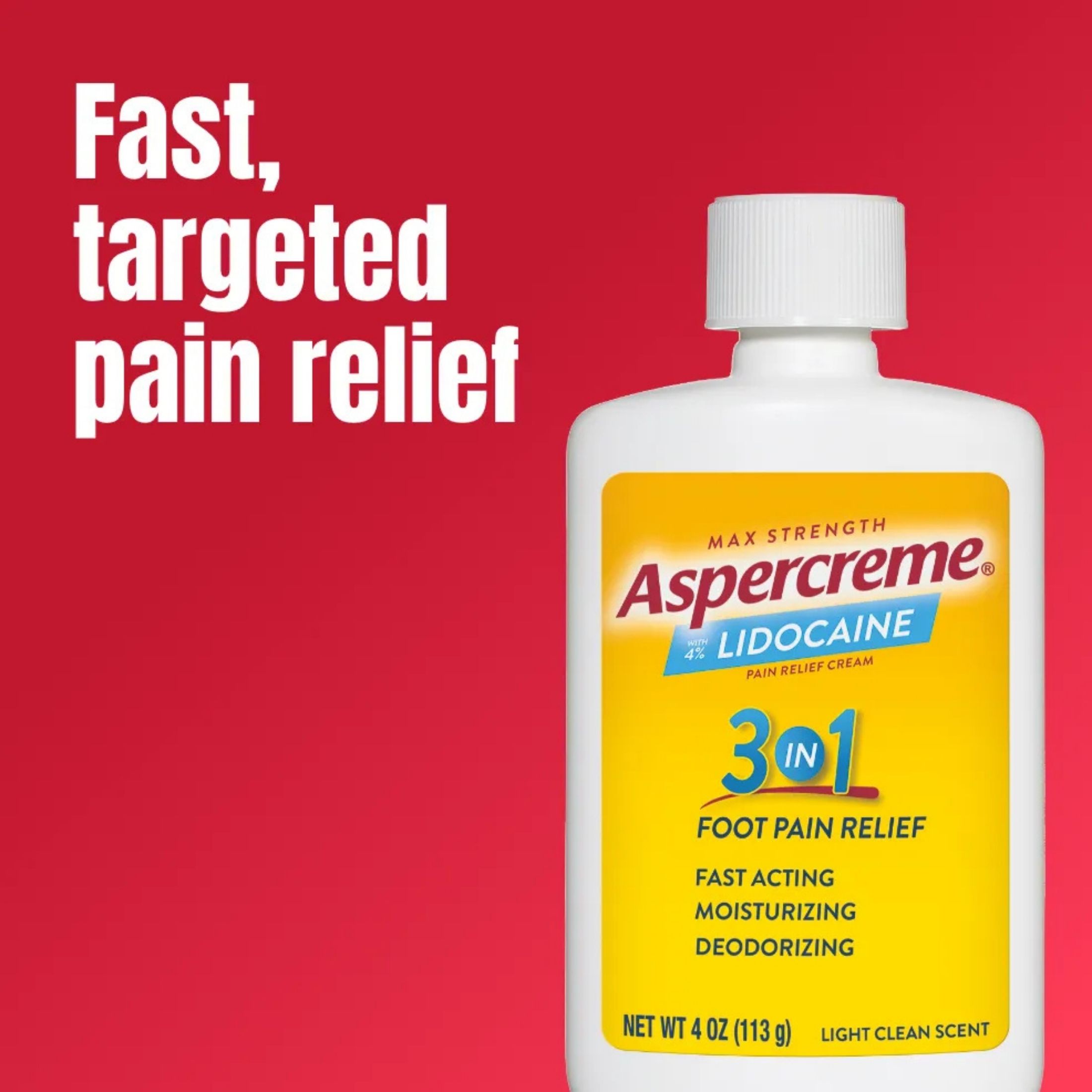 Aspercreme Pain Relief Foot Cream With 4% Lidocaine, Max Strength, Fr