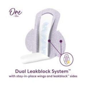 One by Poise Pads, 2-In-1, Ultra Thin, With Wings, Regular Flow