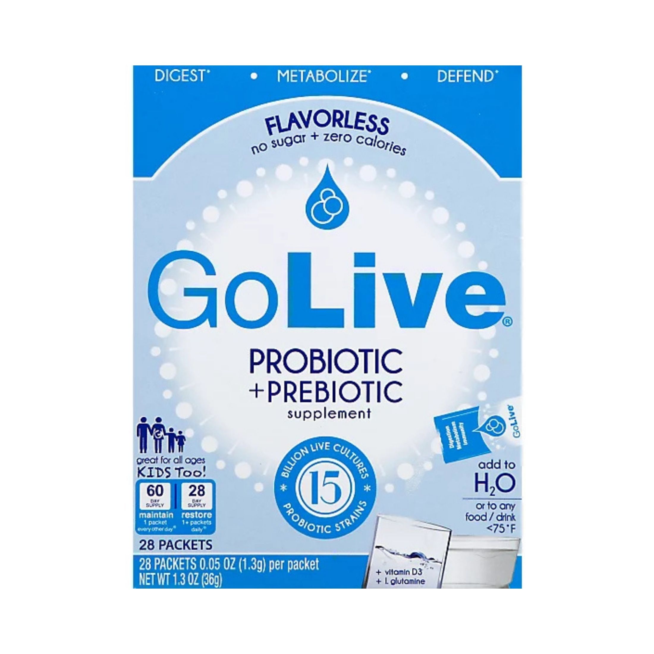 GoLive Flavorless Prebiotic + Probiotic - 28ct