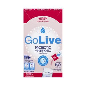 GoLive Probiotic + Prebiotic Supplement Packets Berry Pomegranate
