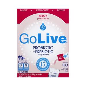 GoLive Probiotic + Prebiotic Supplement Packets Berry Pomegranate