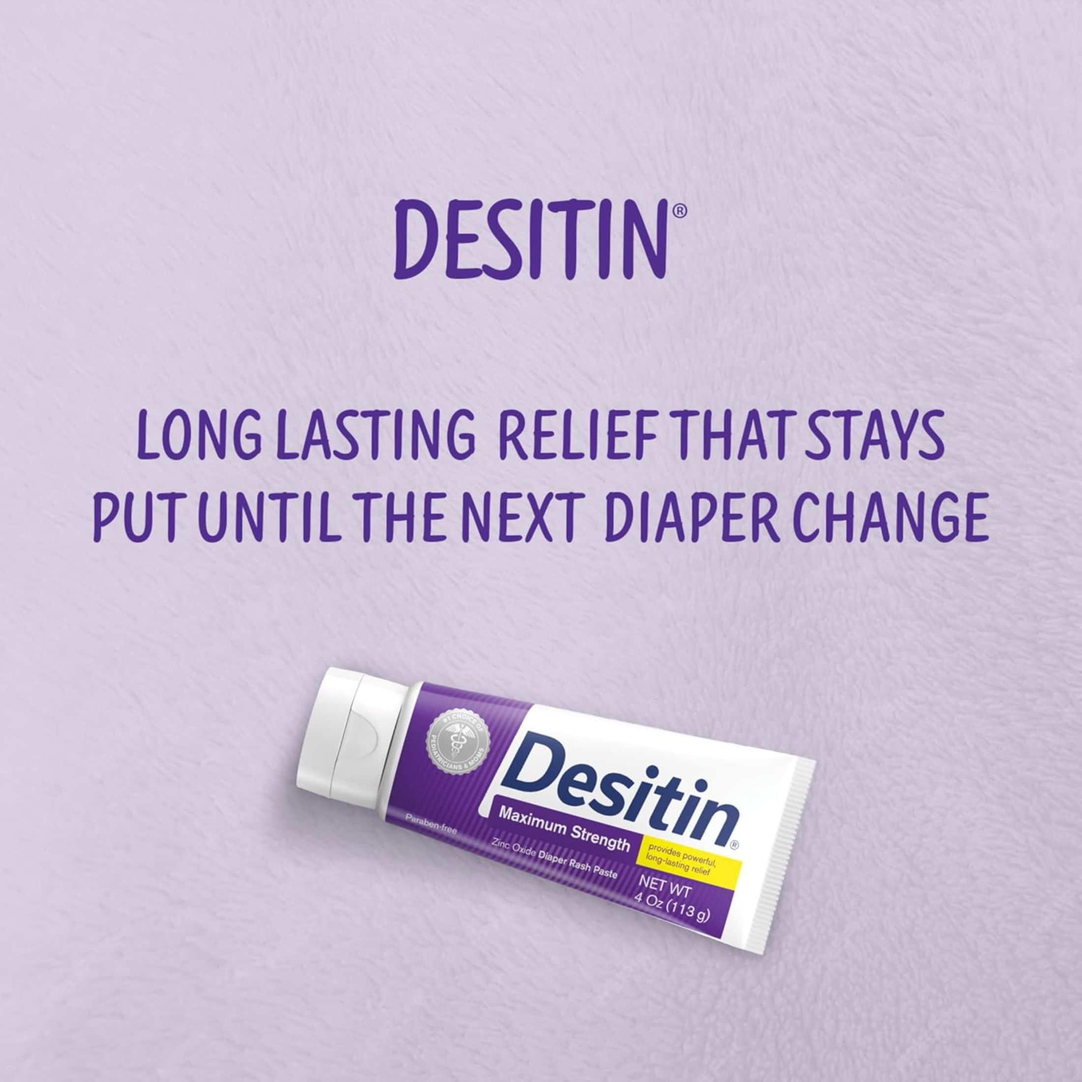 Desitin Maximum Strength Baby Diaper Rash Cream With 40% Zinc Oxide For Treatment, Relief & Prevention, Hypoallergenic, Phthalate- & Paraben-Free Paste, 4 Oz