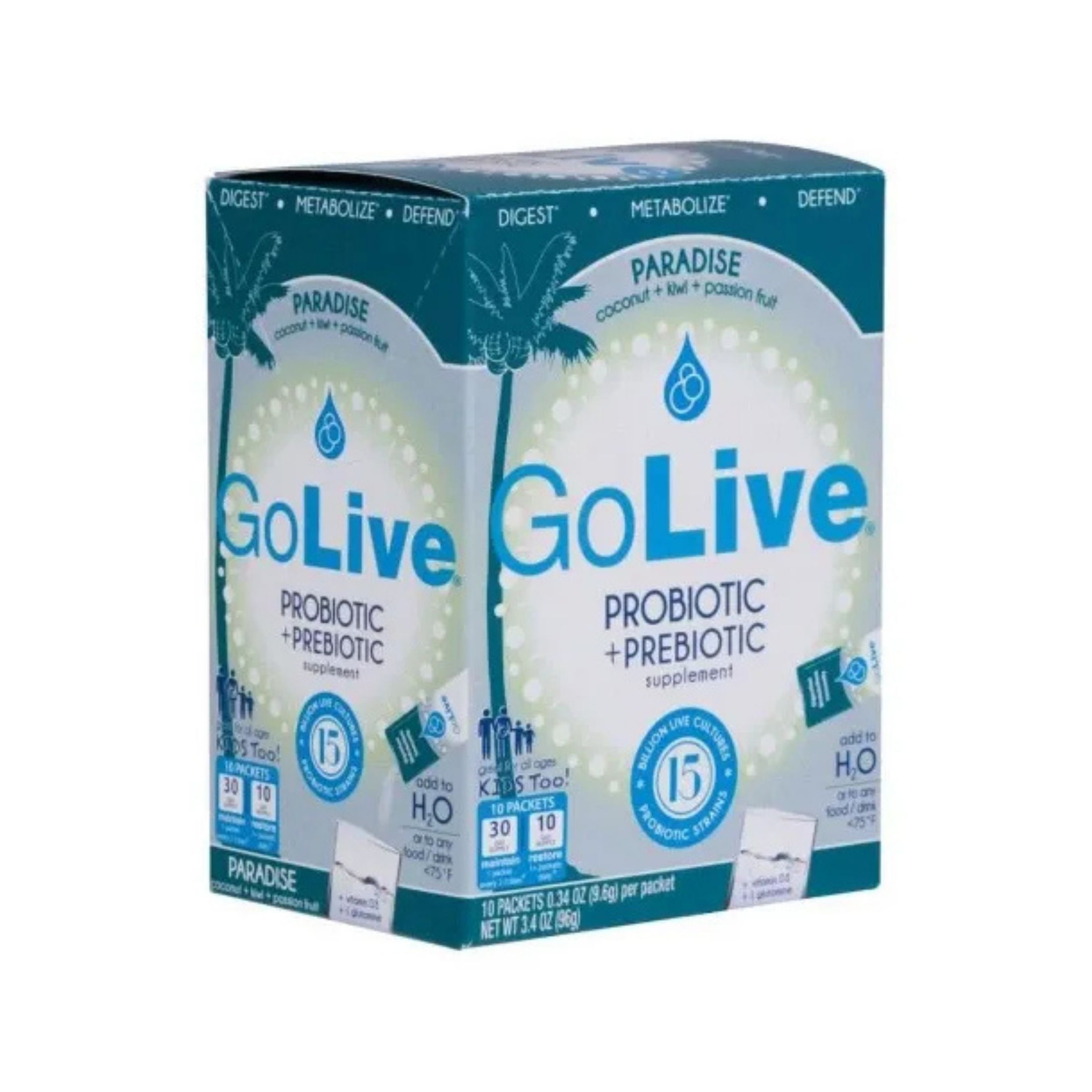 Mass Probiotics GoLive Probiotic + Prebiotic Packets Paradise Coconut Passion Fruit - 10ct