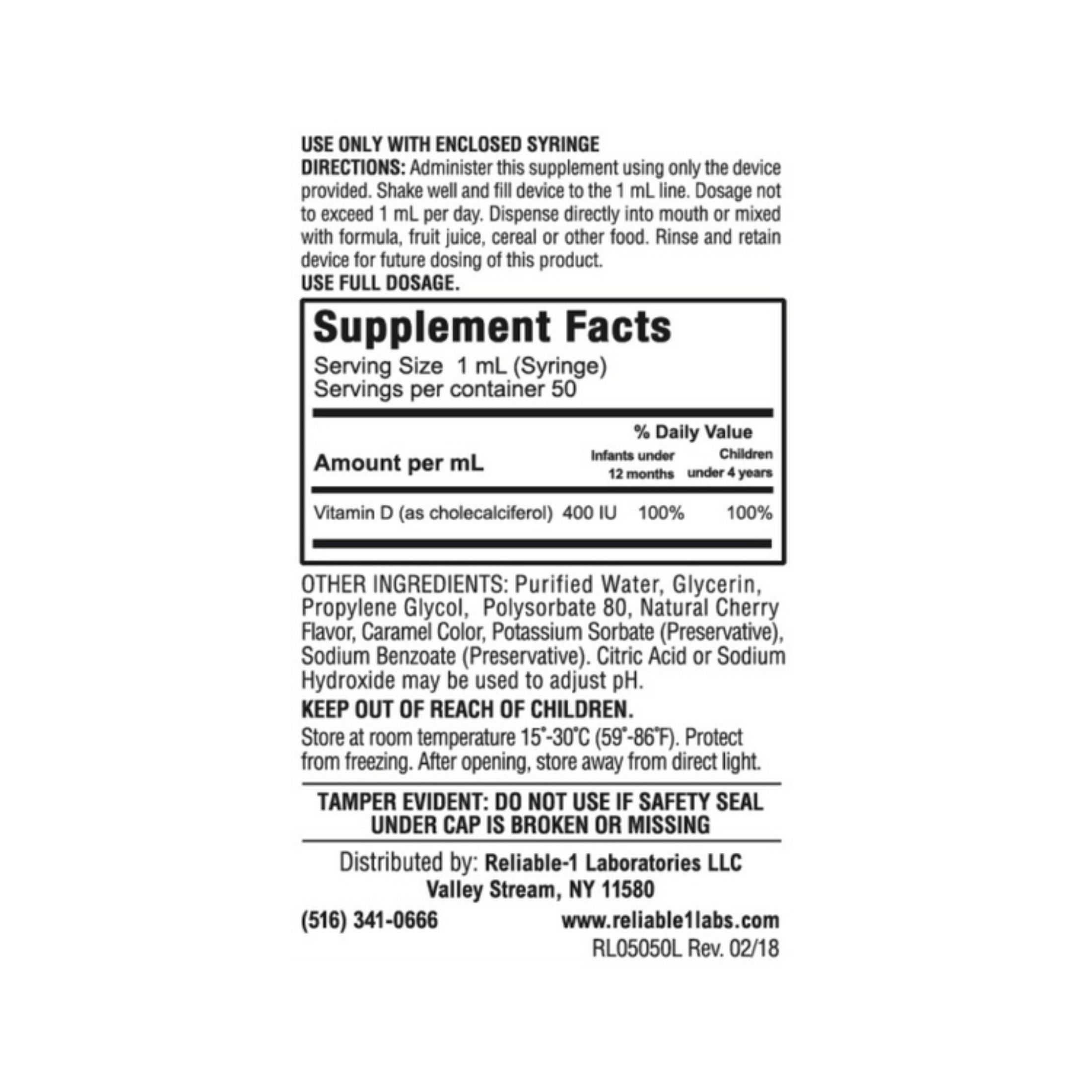 Reliable1 Vitamin D Infant, 50 Ml