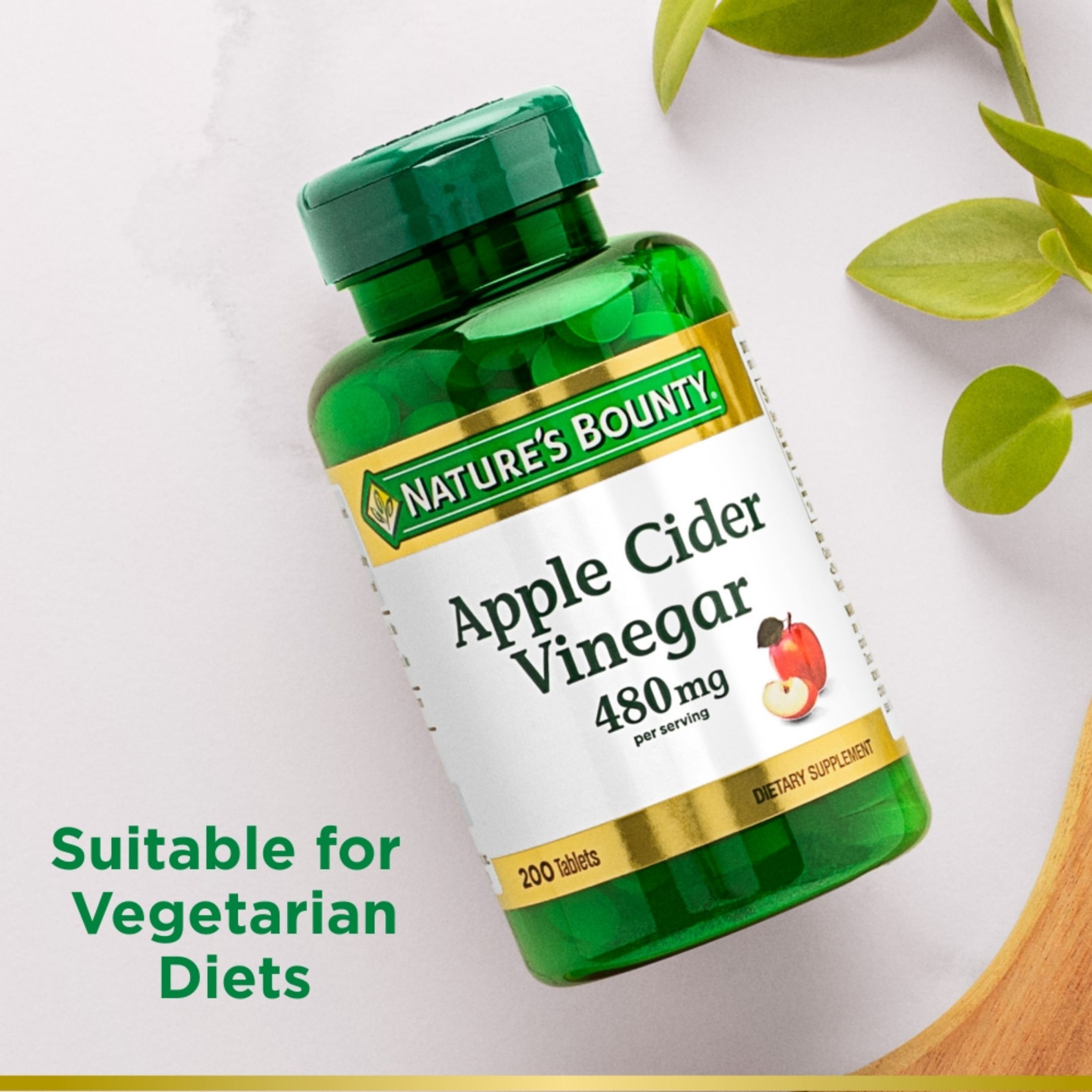 Nature's Bounty Apple Cider Vinegar Supplement 480 Mg - 200 Tablets