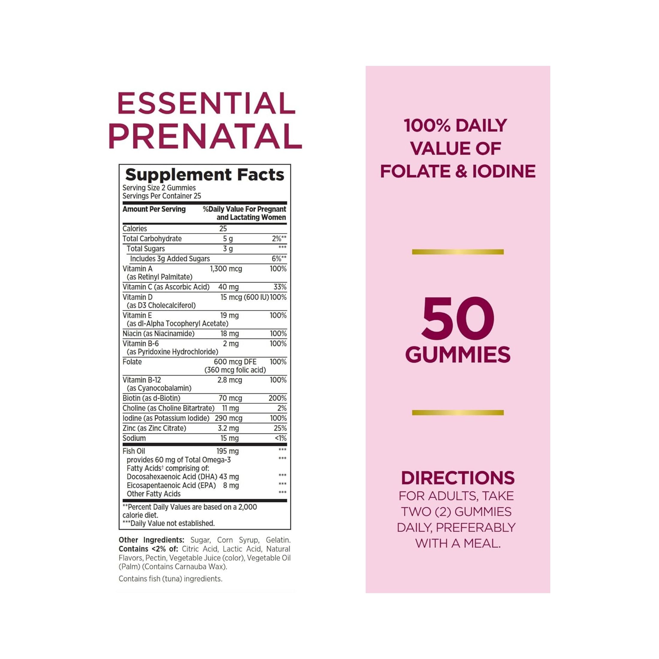 Nature's Bounty Optimal Solutions Essential Prenatal, Gummies, Mixed Berry Flavored