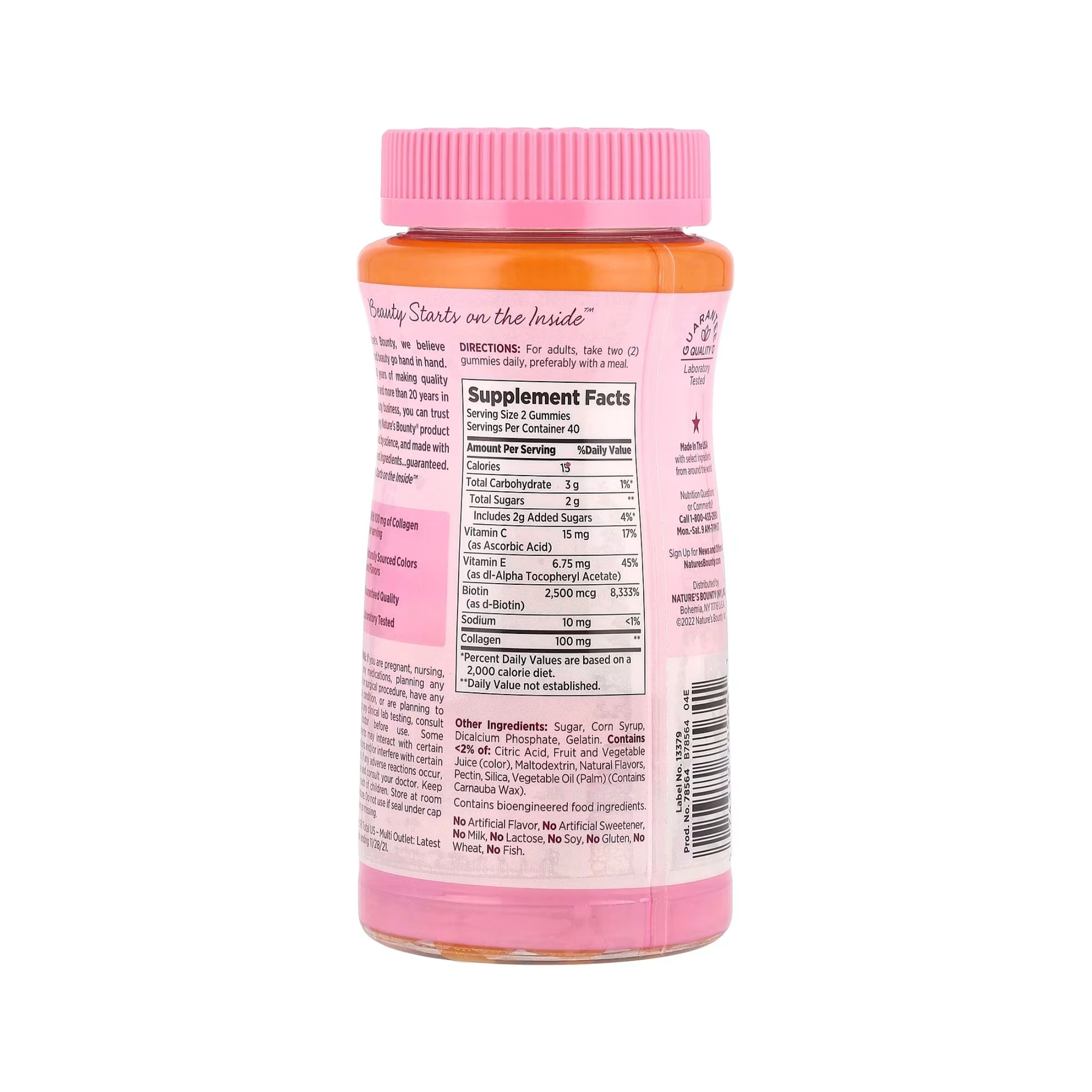 Nature's Bounty Optimal Solutions, Hair, Skin, & Nails, Collagen & Biotin, Tropical Citrus, 80 Gummies