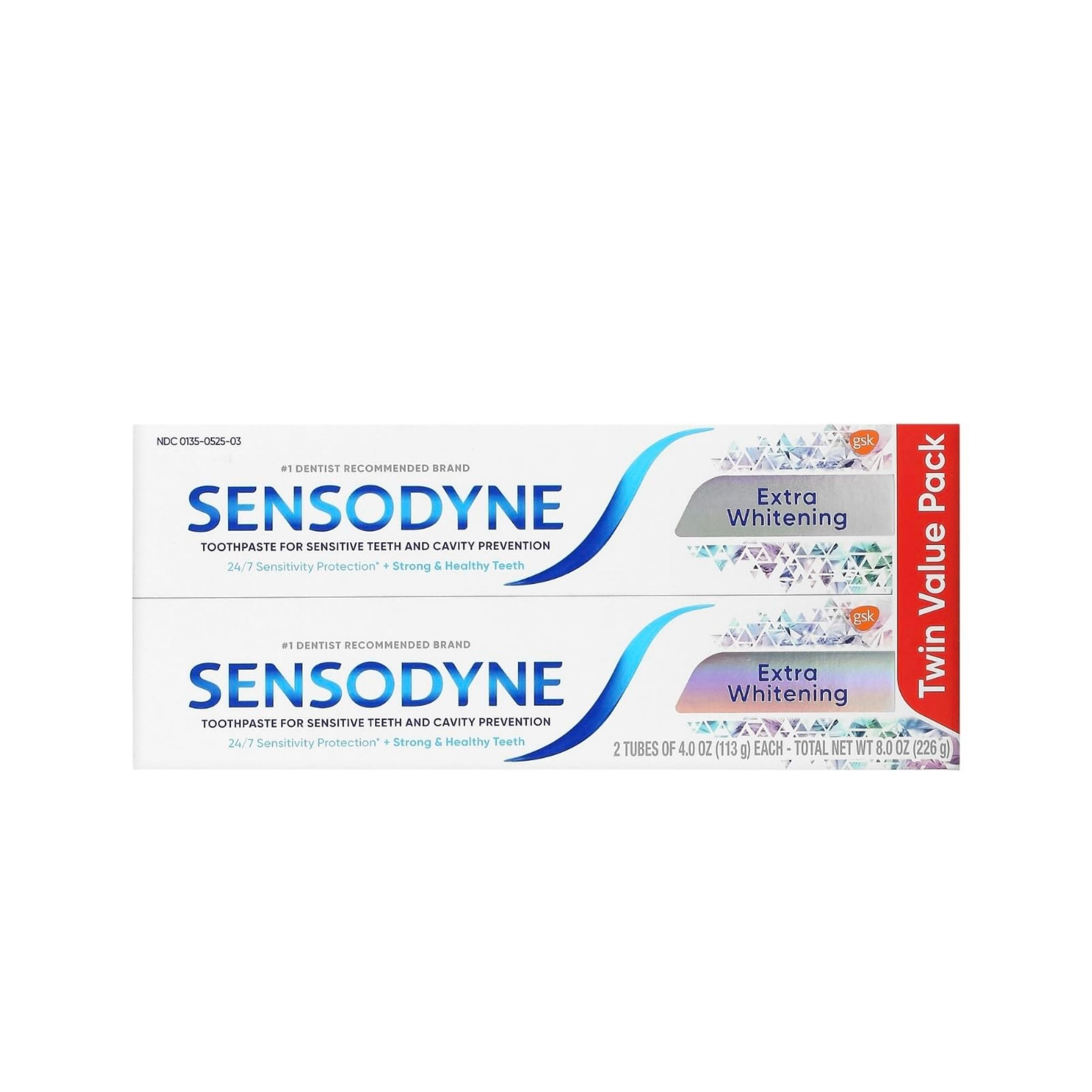 Sensodyne Toothpaste, Extra Whitening, Twin Value Pack