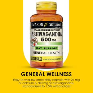 Mason Natural Ashwagandha Standardized Extract 500 Mg Capsules