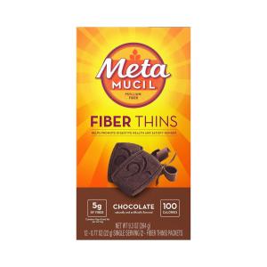 Metamucil 100% Natural Psyllium Husk Fiber Thins, Supplement For Digestive Health, Chocolate