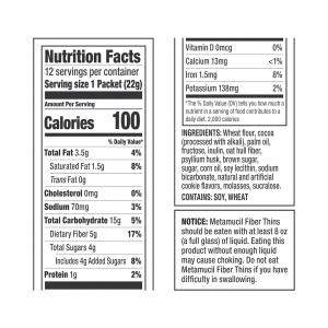 Metamucil 100% Natural Psyllium Husk Fiber Thins, Supplement For Digestive Health, Chocolate