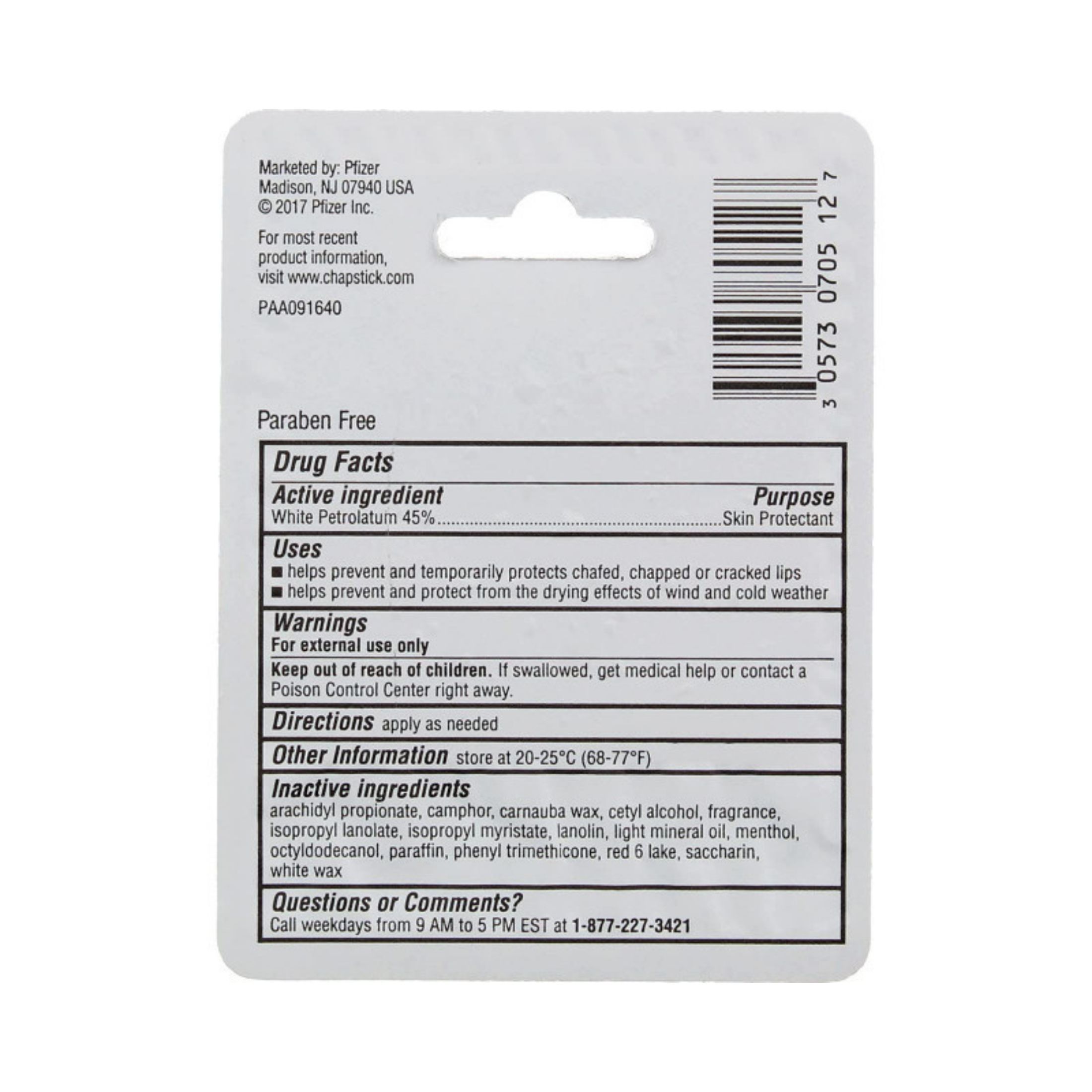 ChapStick Classic Cherry Flavor Skin Protectant Flavored Lip Balm Tube, 0.15 Oz