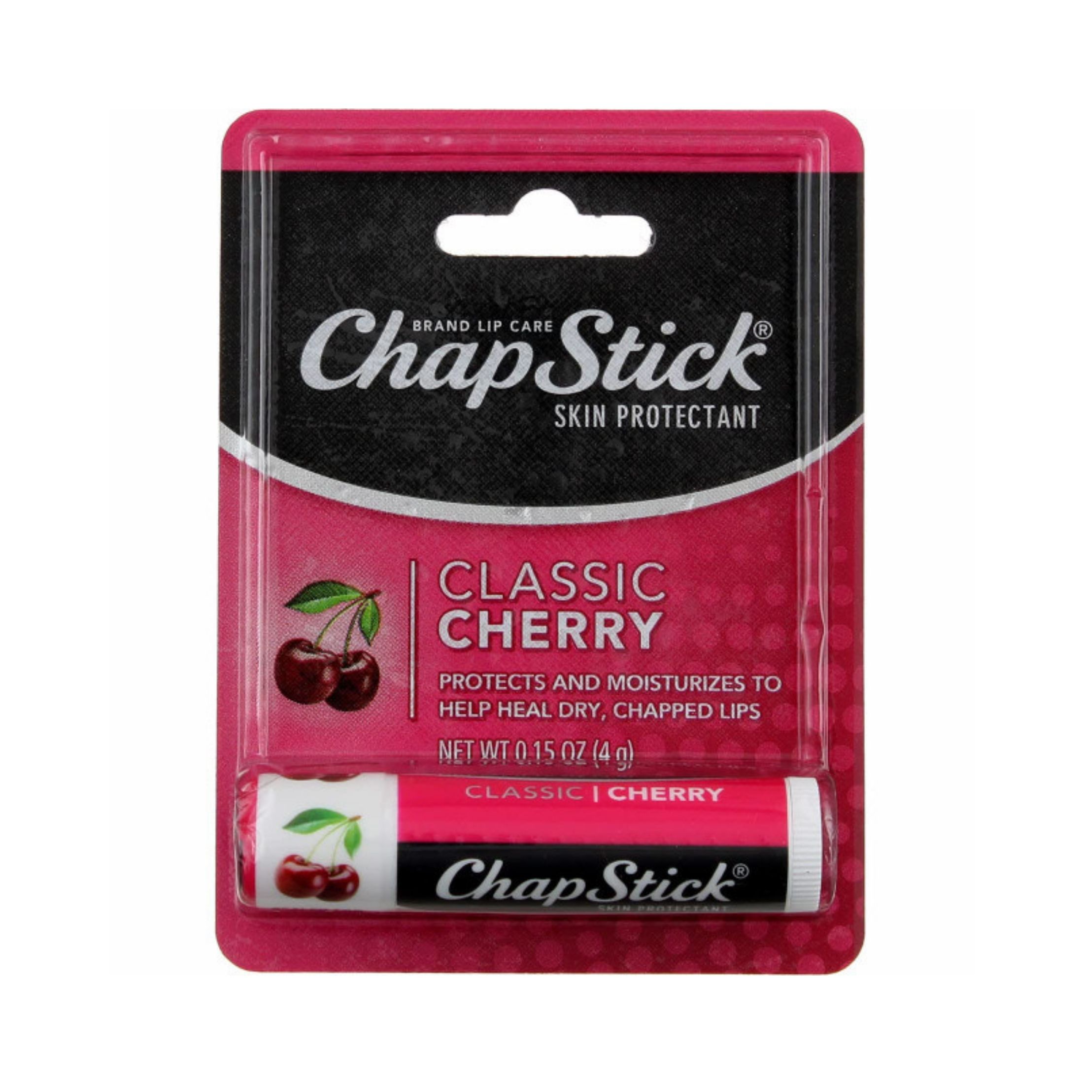 ChapStick Classic Cherry Flavor Skin Protectant Flavored Lip Balm Tube, 0.15 Oz