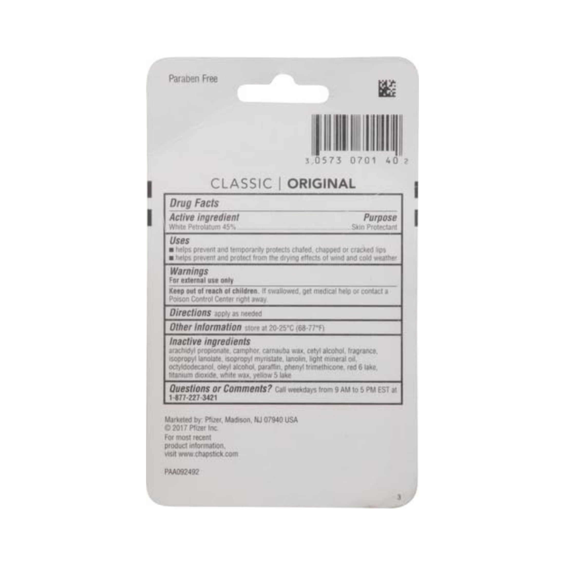 ChapStick Skin Protectant Classic Original Lip Balm Tube, 0.15 Oz