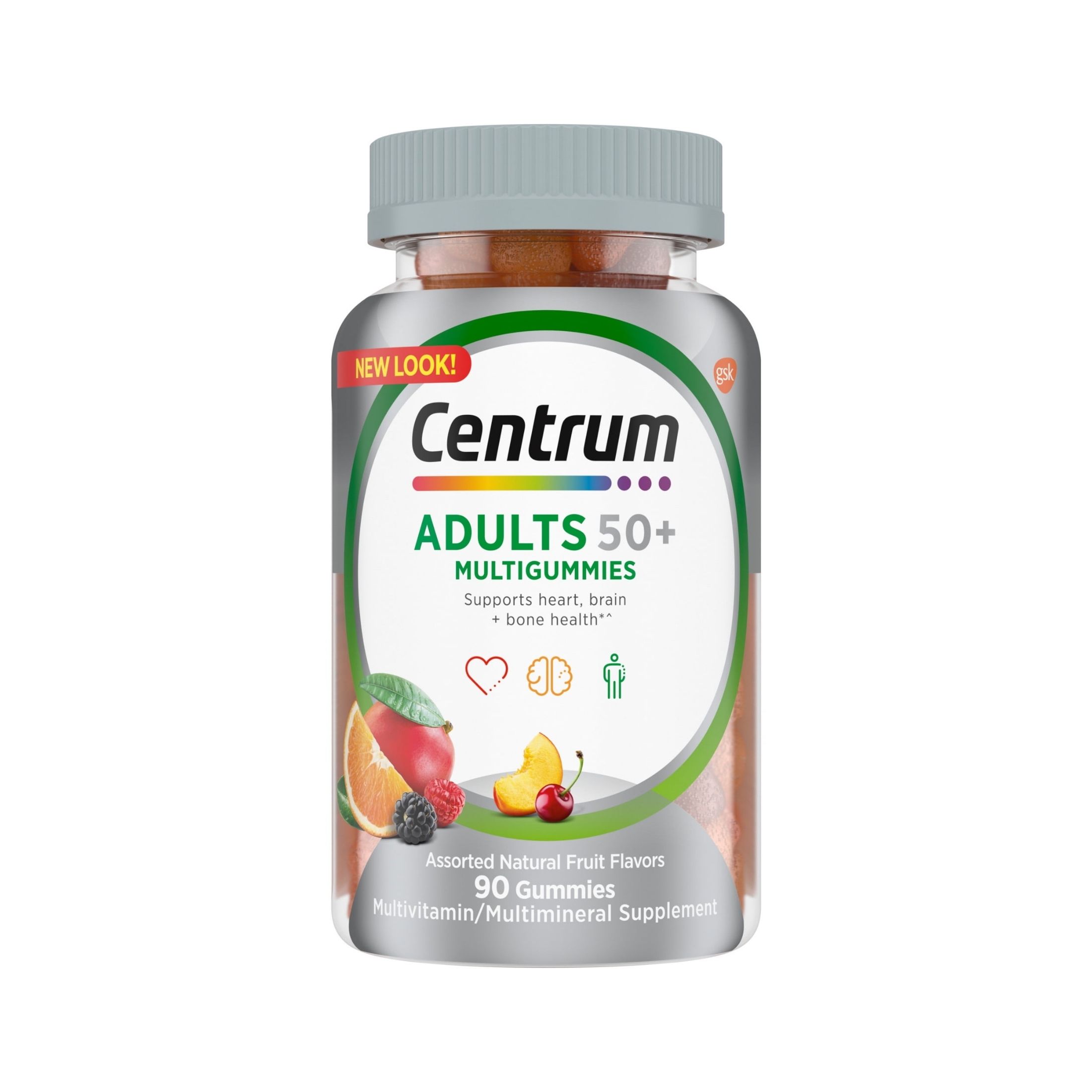 Centrum Adults 50+ Multigummies 90 Gummies Multivitamin Multimineral Supplement Assorted Natural Fruit Flavors