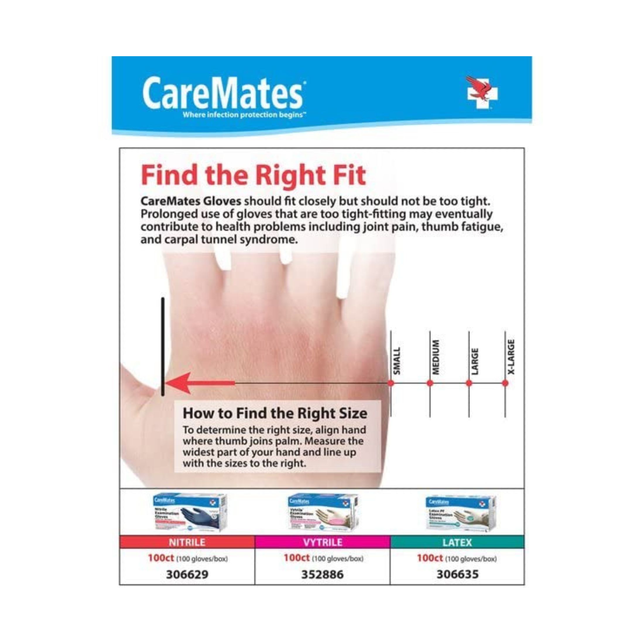 CareMates Powder Free Nitrile Examination Gloves Small