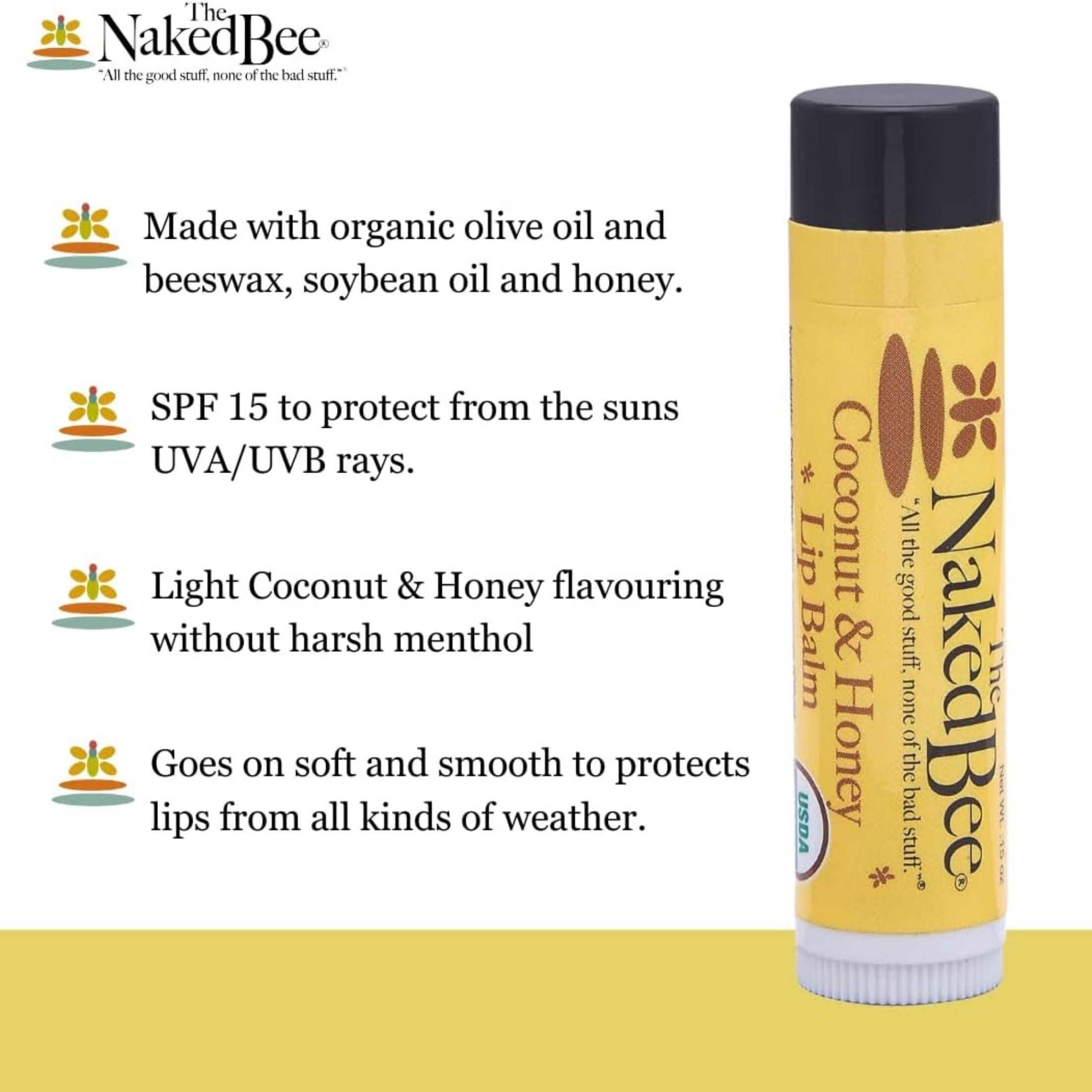 Naked Bee The Coconut & Honey Scent Lip Balm 0.15 Oz