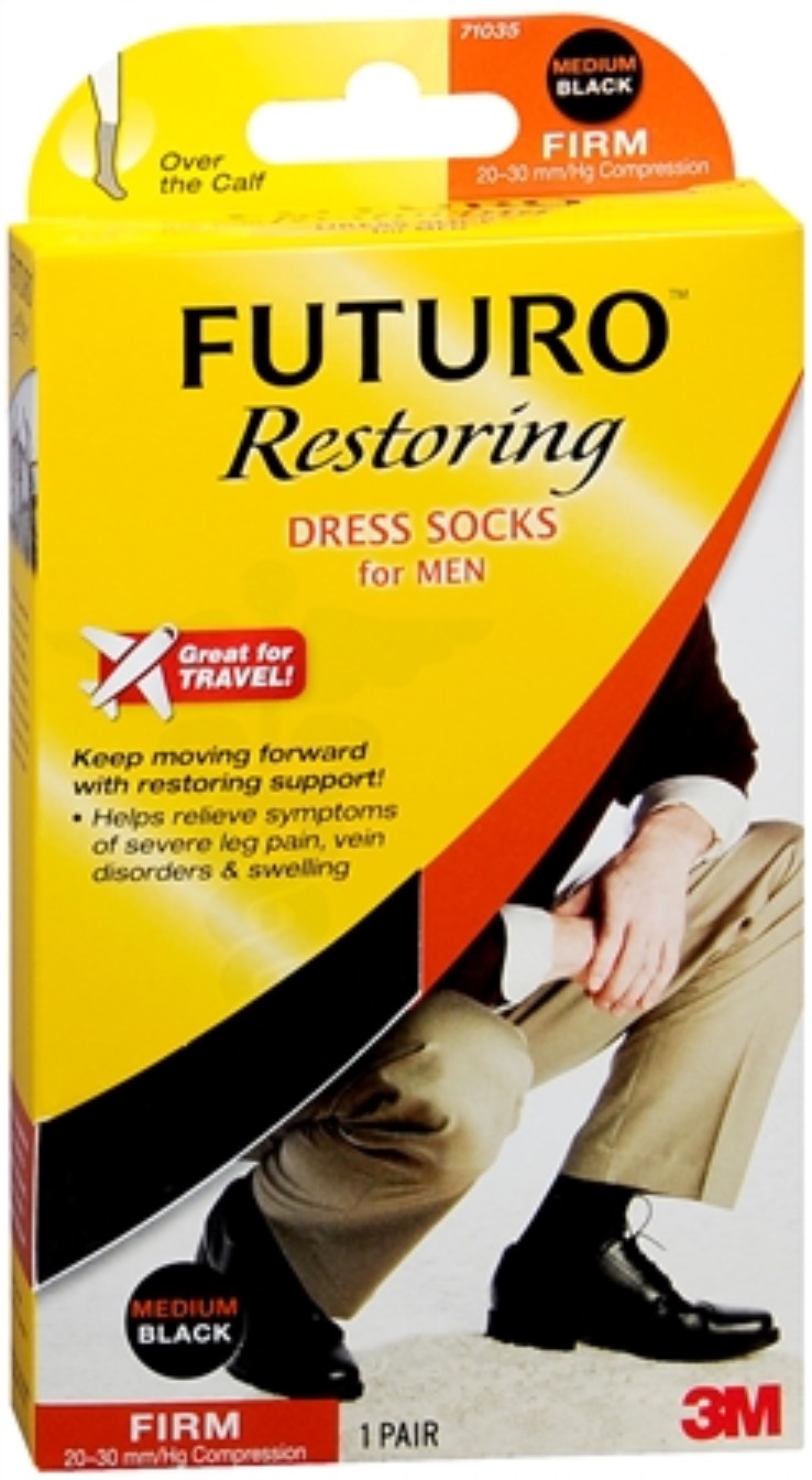 Futuro Restoring Dress Socks For Men, Firm, Black, Medium, 1 Pair