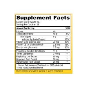 Zarbee's Naturals Natural Honey Lemon Flavor Cough Syrup Mucus 8 Fl Oz Bottle