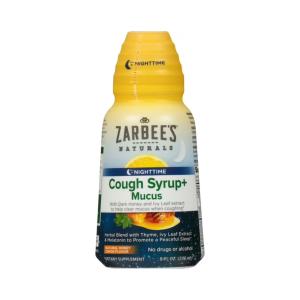 Zarbee's Naturals Nighttime Cough Syrup + Mucus Natural Honey Lemon Flavor, 8 Oz