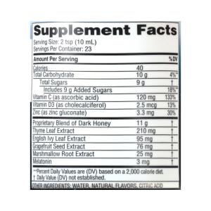 Zarbee's Naturals Nighttime Cough Syrup + Mucus Natural Honey Lemon Flavor, 8 Oz