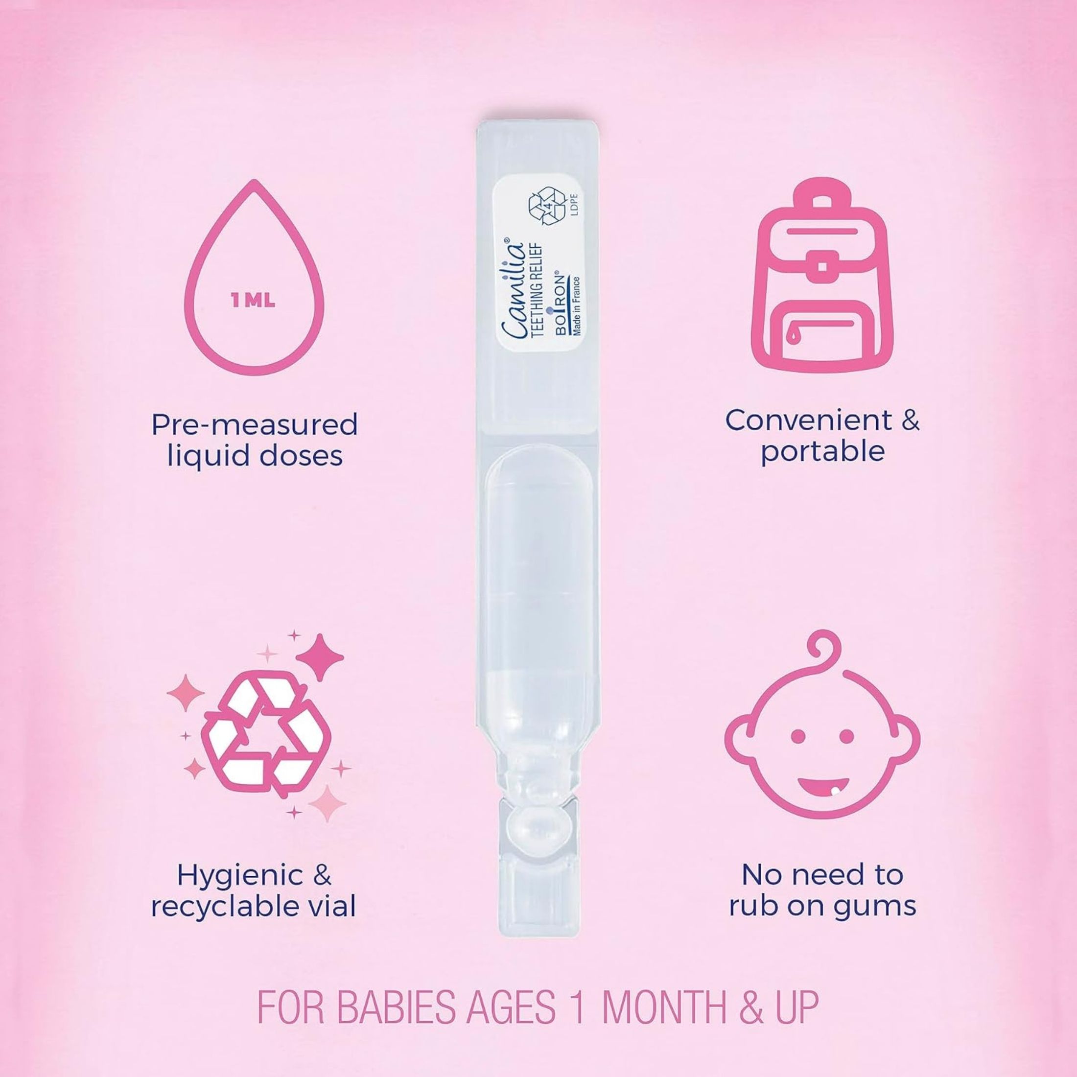 Boiron Camilia, Homeopathic Medicine Teething Relief, 30 Single Liquid Doses